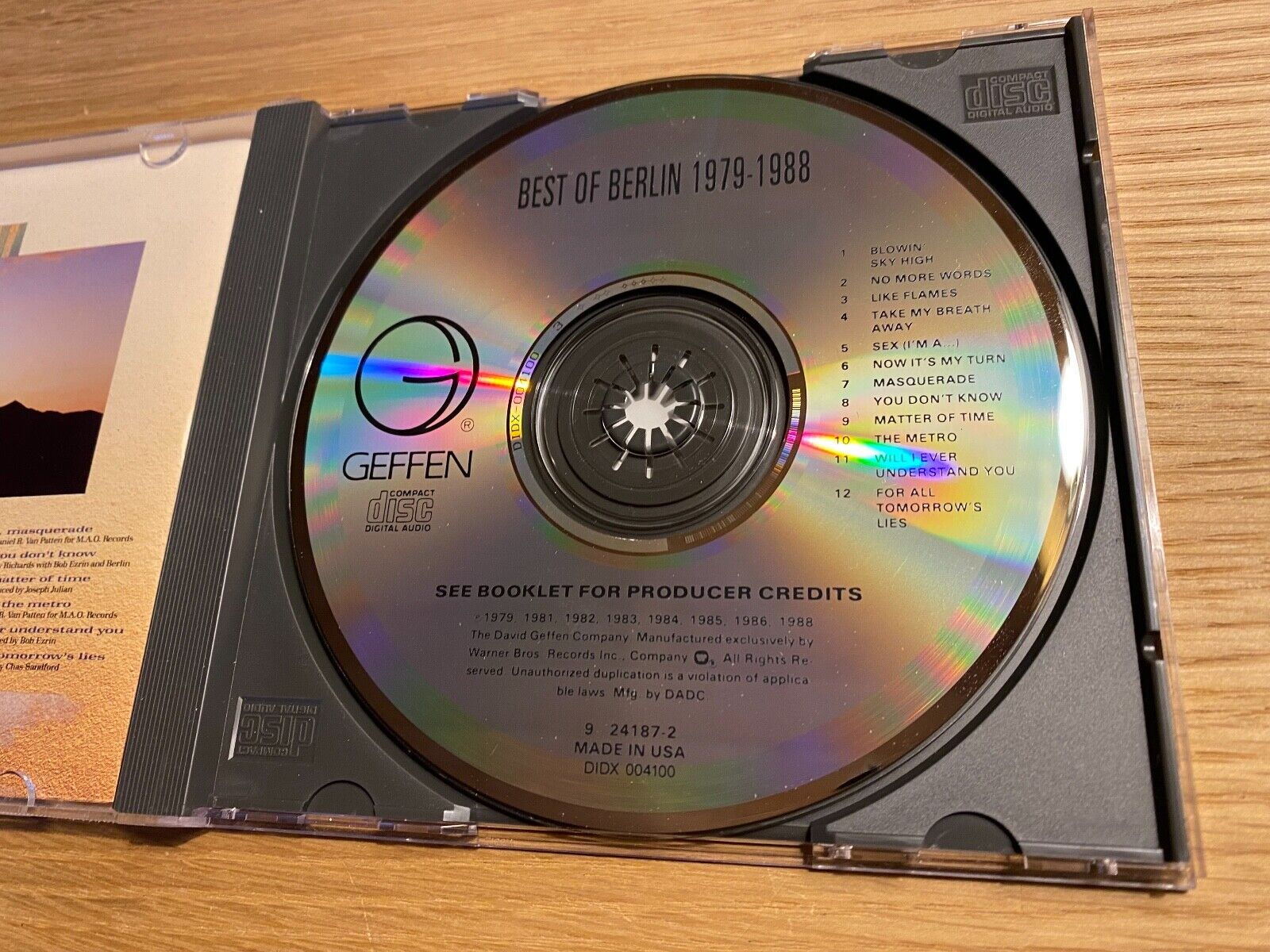 BERLIN "BEST OF BERLIN 1979-1988" 1988 USA PRESS CD ALBUM 12 TRACK GEFFEN RAR