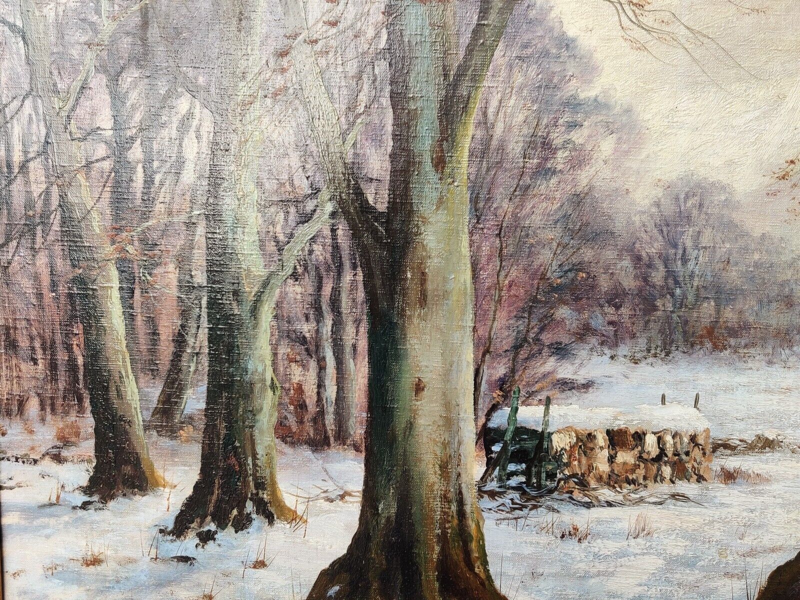 Jens Christian Bennedsen (1893-1967): WINTER IN FOREST, original oil painting.