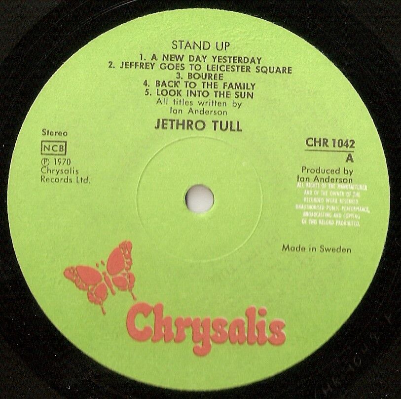 JETHRO TULL STAND UP SWEDISH LP 1970 NCB CHRYSALIS ROCK PSYCH GATEFOLD POP UP