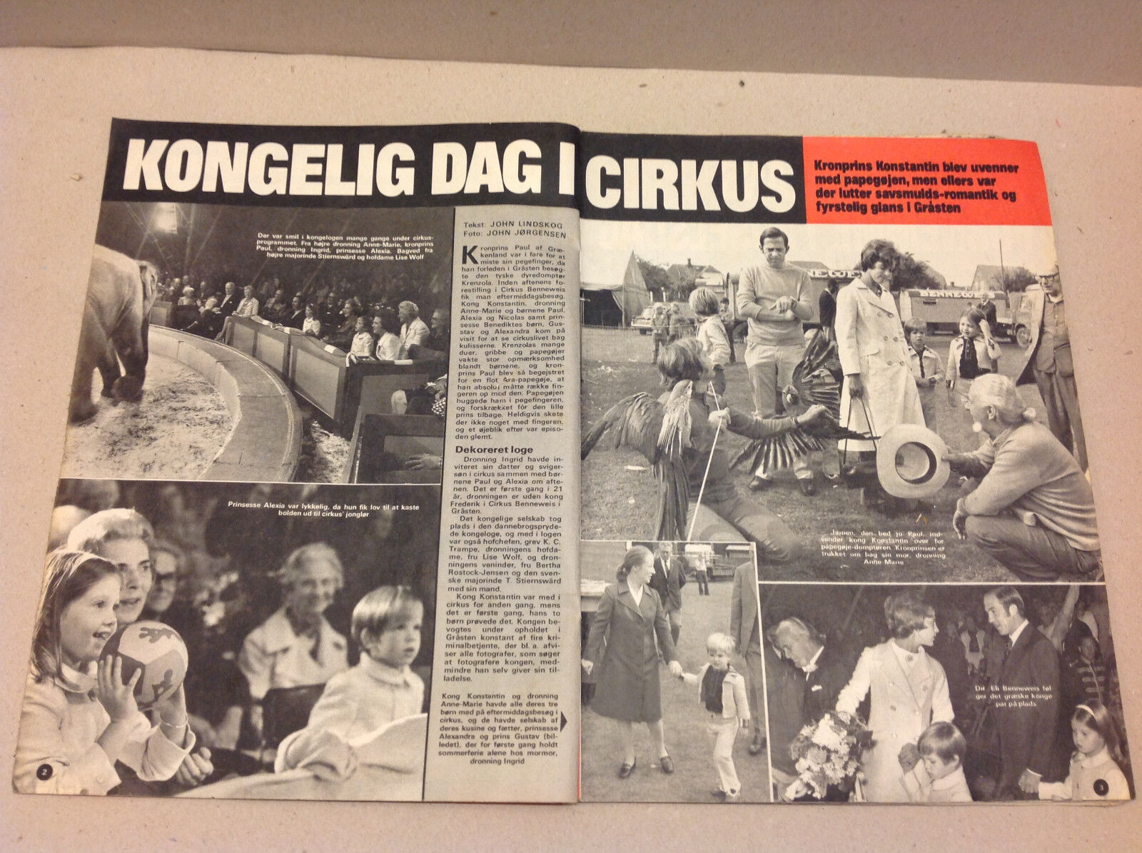 QUEEN ANNE-MARIE KING CONSTANTINE II IN CIRCUS DENMARK VTG Danish Magazine 1972