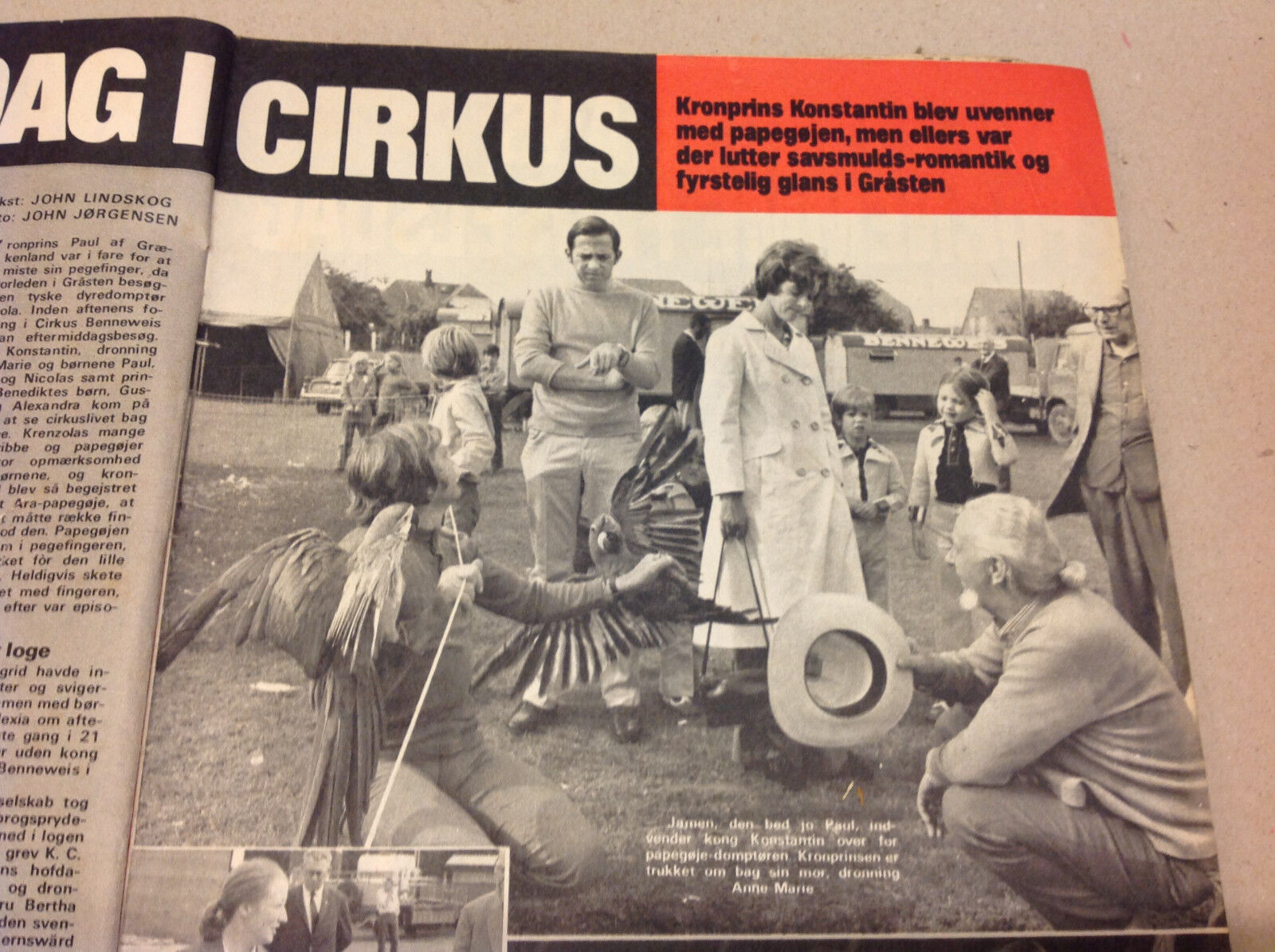 QUEEN ANNE-MARIE KING CONSTANTINE II IN CIRCUS DENMARK VTG Danish Magazine 1972