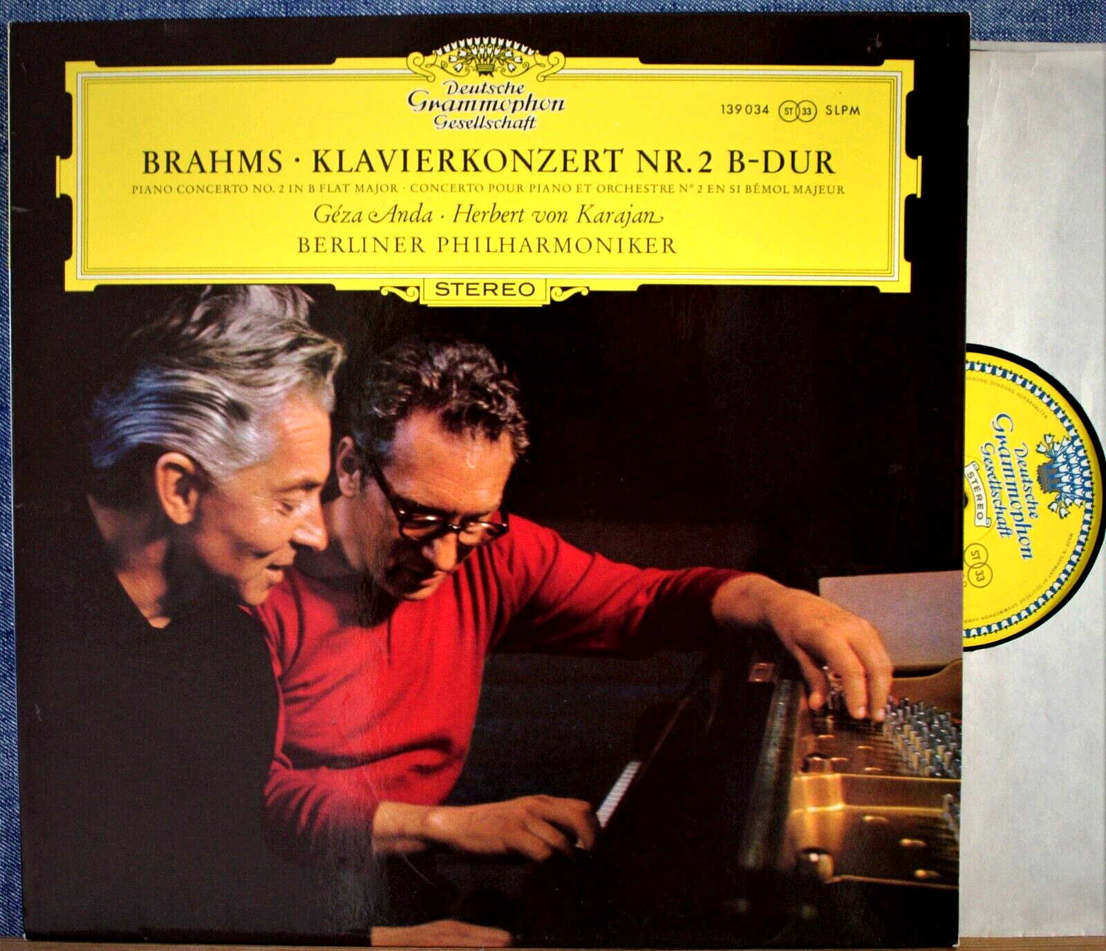 Anda; Karajan Brahms (Piano concerto 2) DGG 139 034 SLPM tulip NM