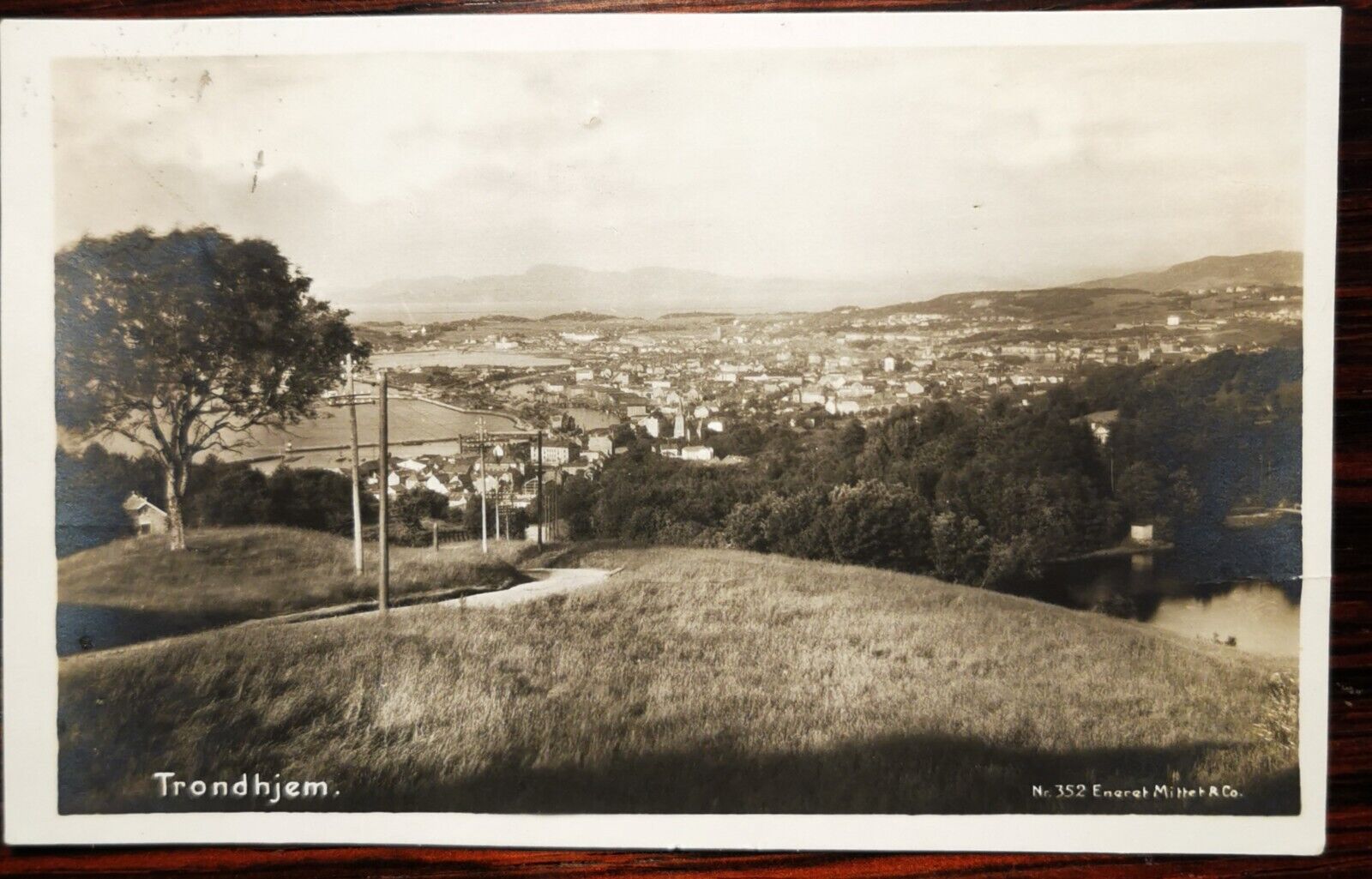 Old photo postcard: Motif against Tronhjem in Norway in 1921 pok669