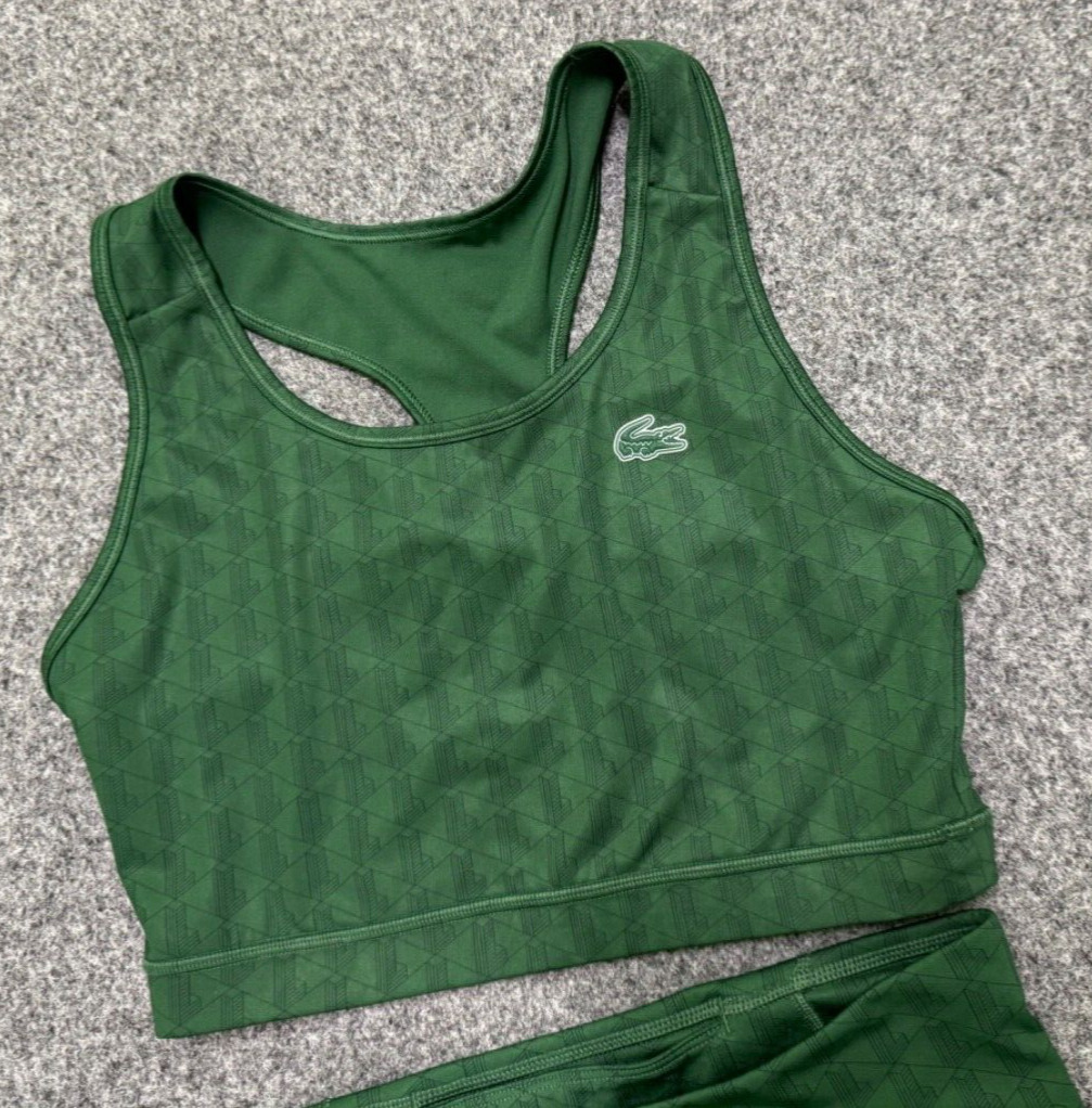 Lacoste womens gym leggings and sports bra matching set size women’s medium