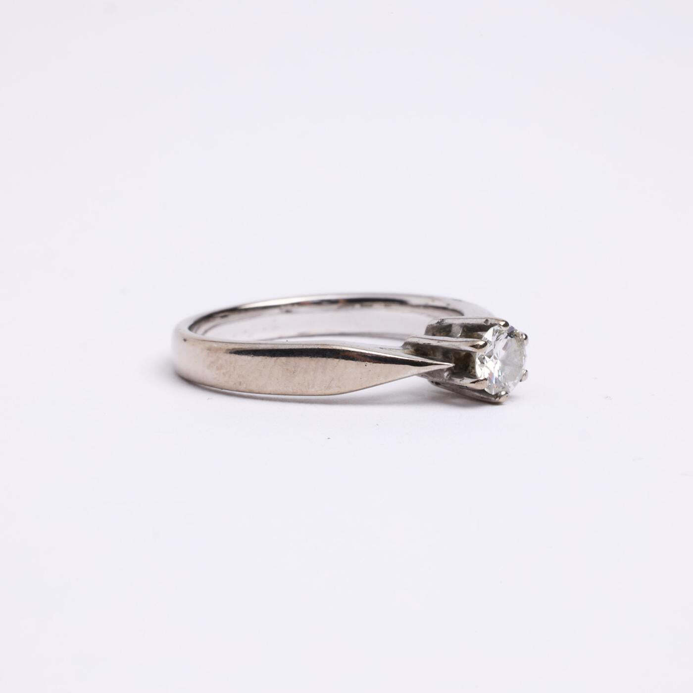 Ring with diamond (025 ct) in 14K White gold size 5¾ | Solid Gold