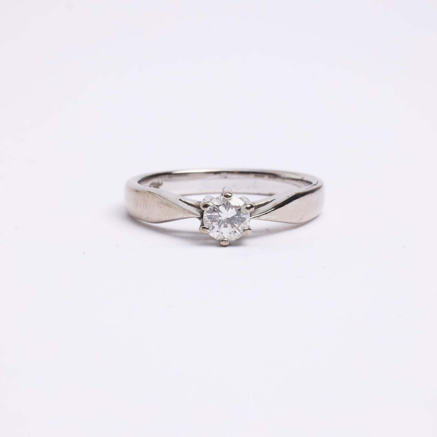 Ring with diamond (025 ct) in 14K White gold size 5¾ | Solid Gold