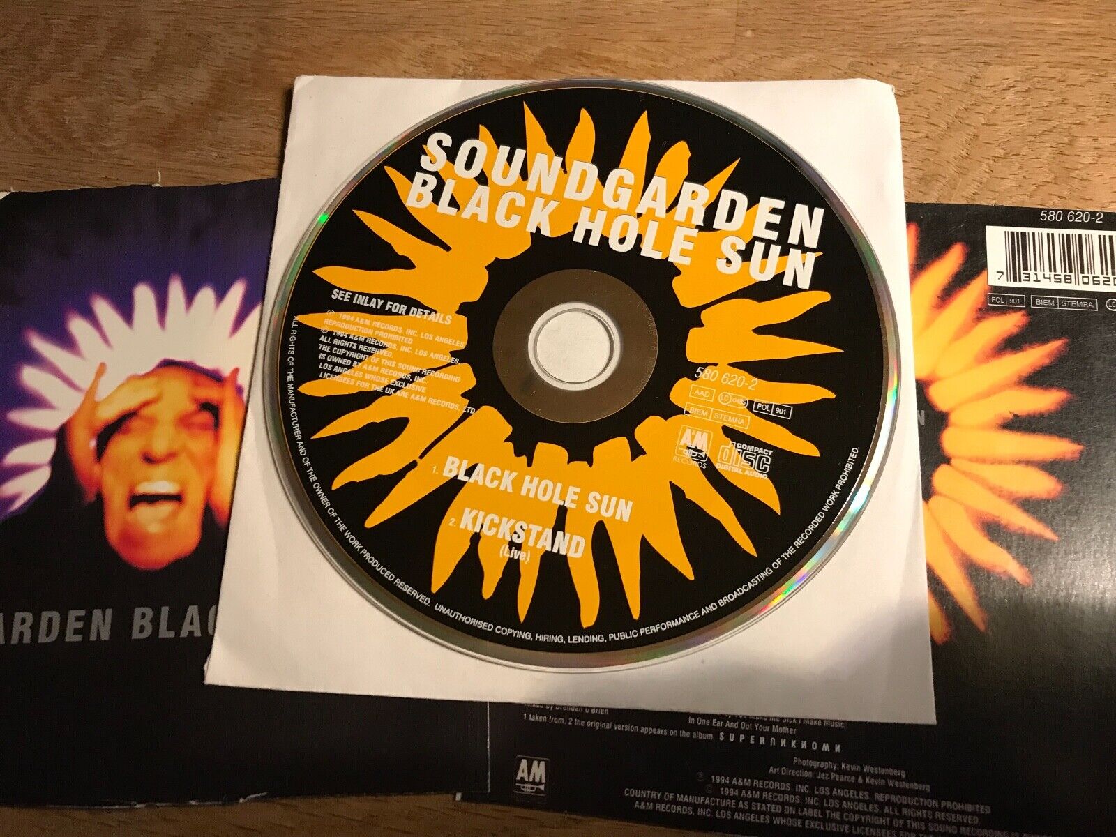 SOUNDGARDEN "BLACK HOLE SUN/KICKSTAND (LIVE)" 1994 CD 2 TRACKS A  M RECORDS OOP