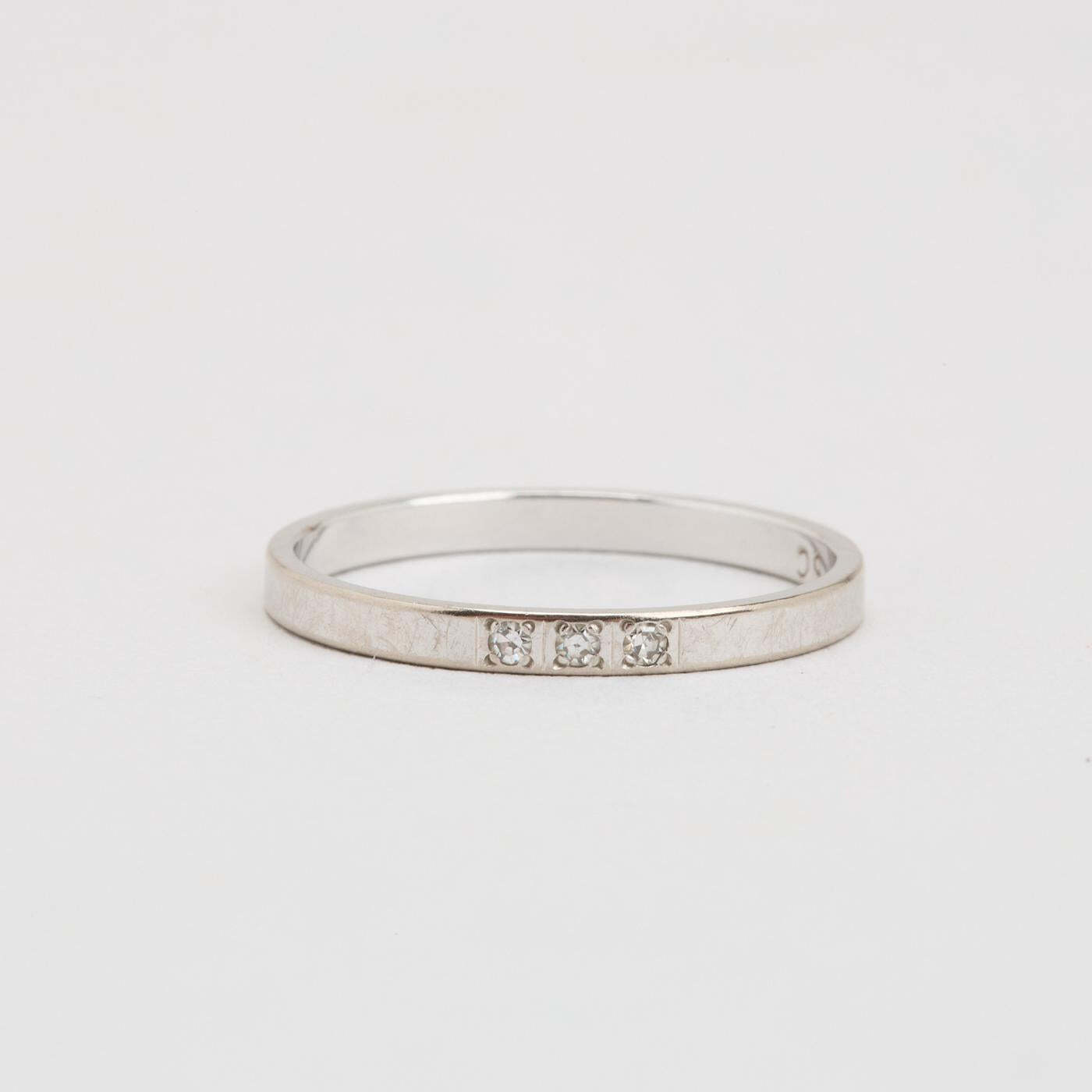 Ring with diamond (0015 ct) in 14K White gold size 6¾ | Real Genuine