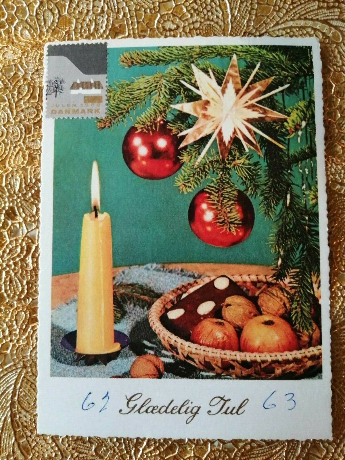 Vintage and collectible Danish Christmas cardPosted in 1962 ( No 2 v )