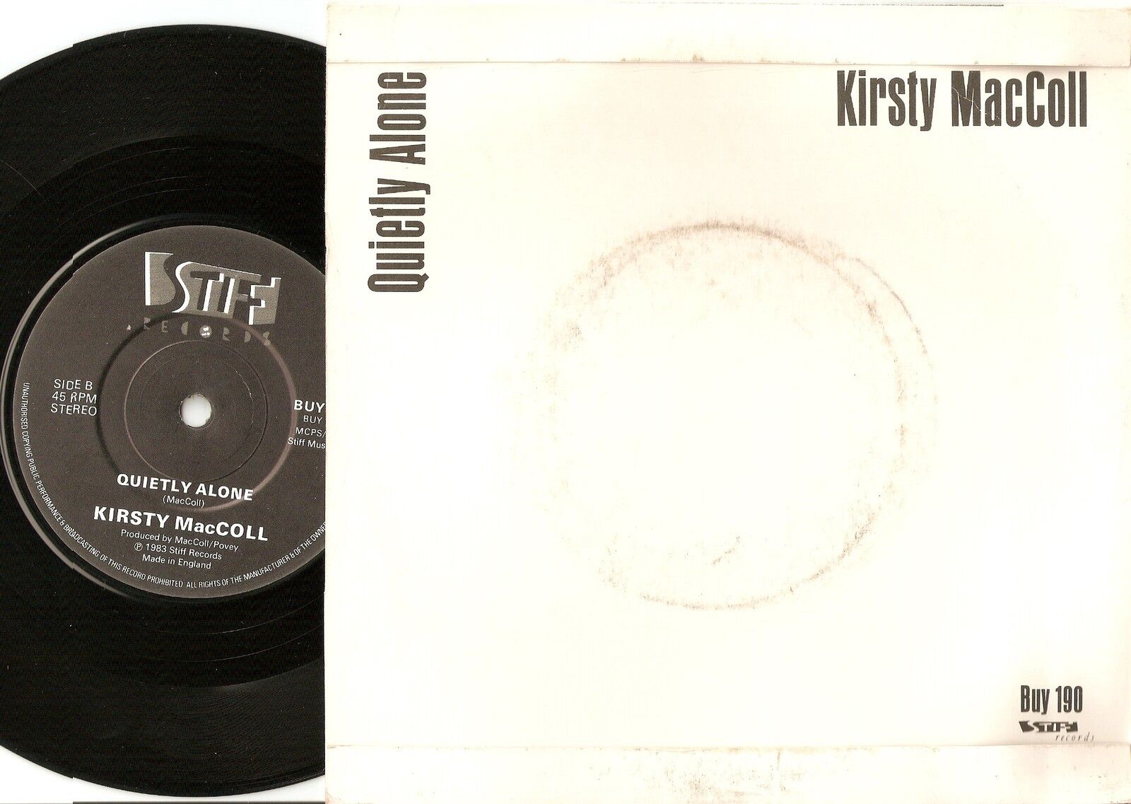 KIRSTY MACCOLL TERRY  QUIETLY ALONE 45+PS 1983 INDIE MOD BRIT POP NEW WAVE