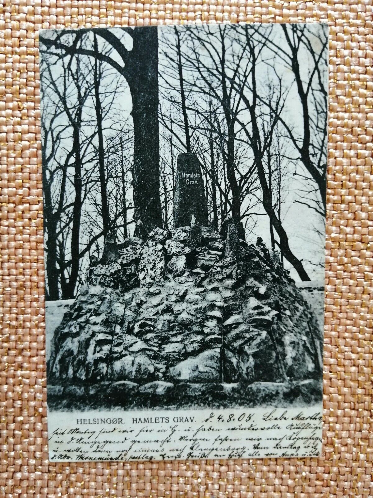 Vintage Danish postcardHelsingørKronborg CastleHamlet's Grave Posted in 1905