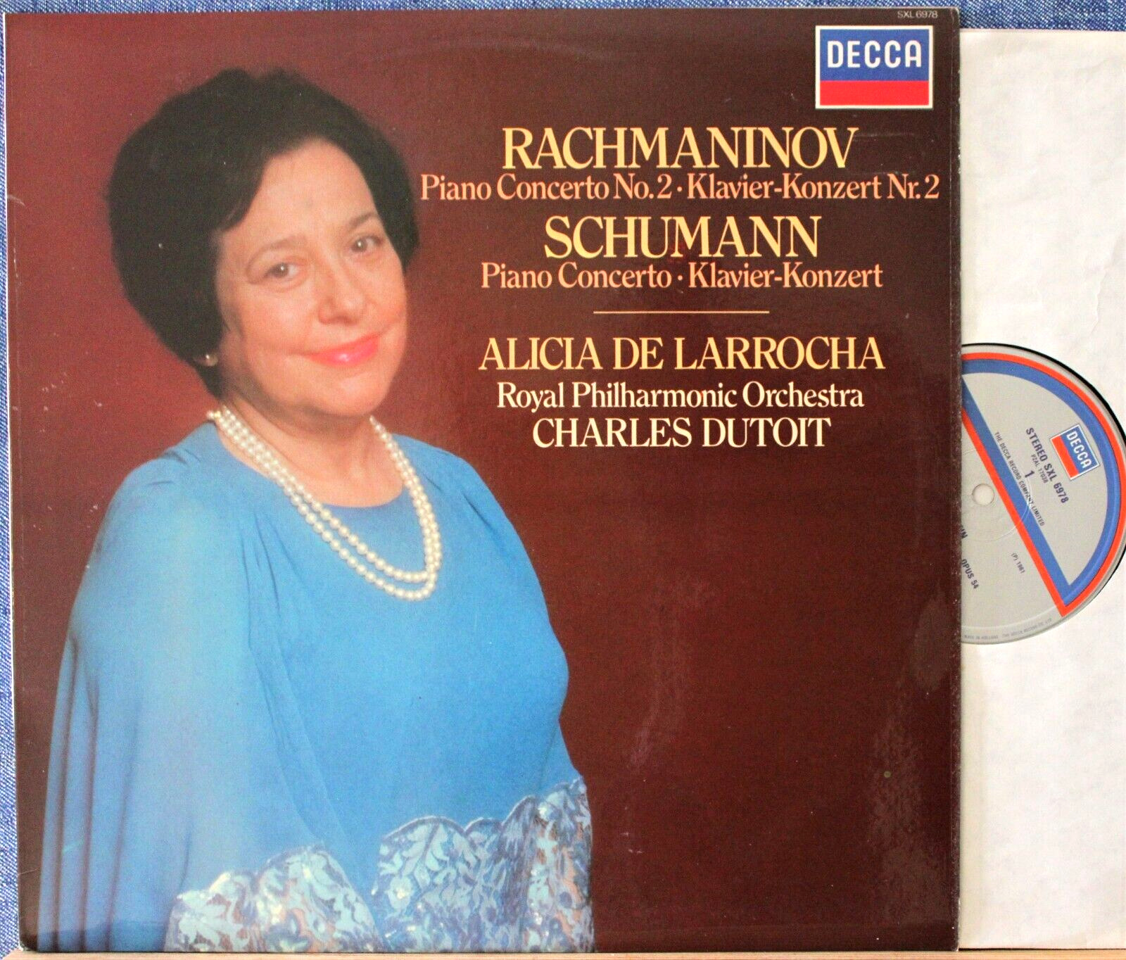 Larrocha; Dutoit Rachmaninov + Schumann (Piano concertos) Decca SXL 6978 NM