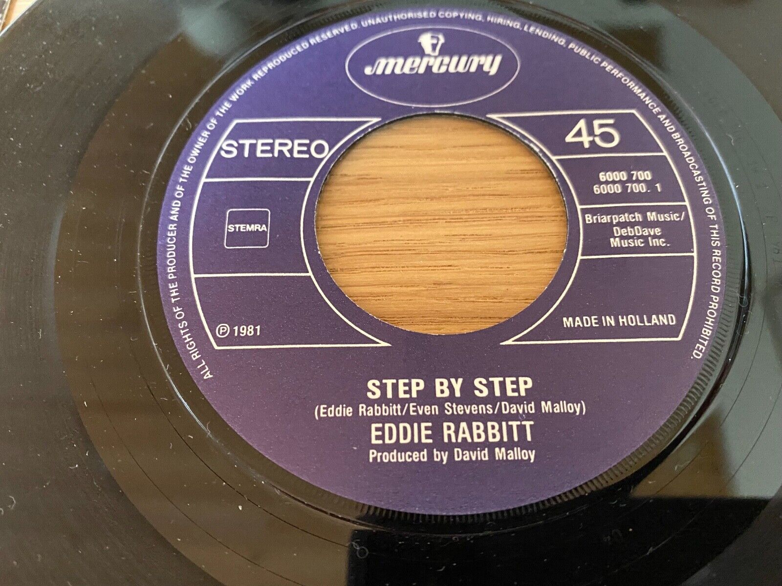 EDDIE RABBIT "STEP BY STEP / MY ONLY WISH" 1981 MERCURY RECORDS HOLLAND PRESSING