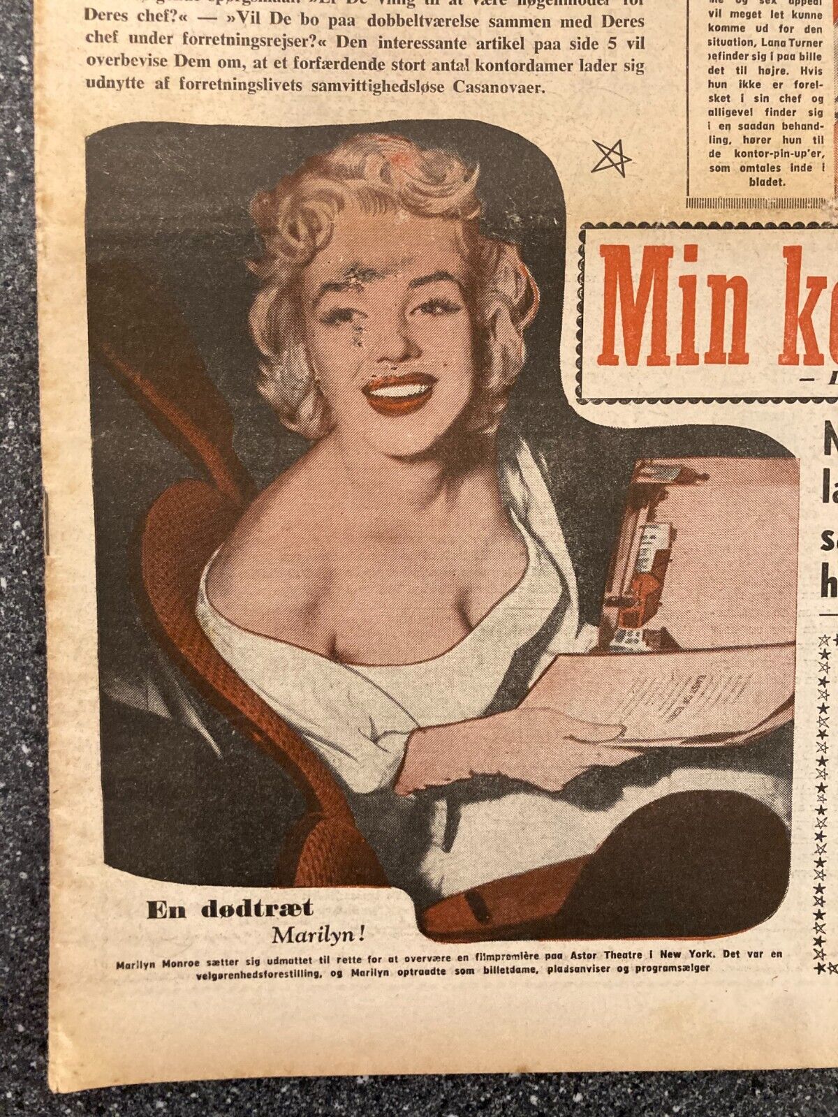 Marilyn Monroe + Lana Turner VERY RARE Danish Magazine 1955 "Verden Rundt"