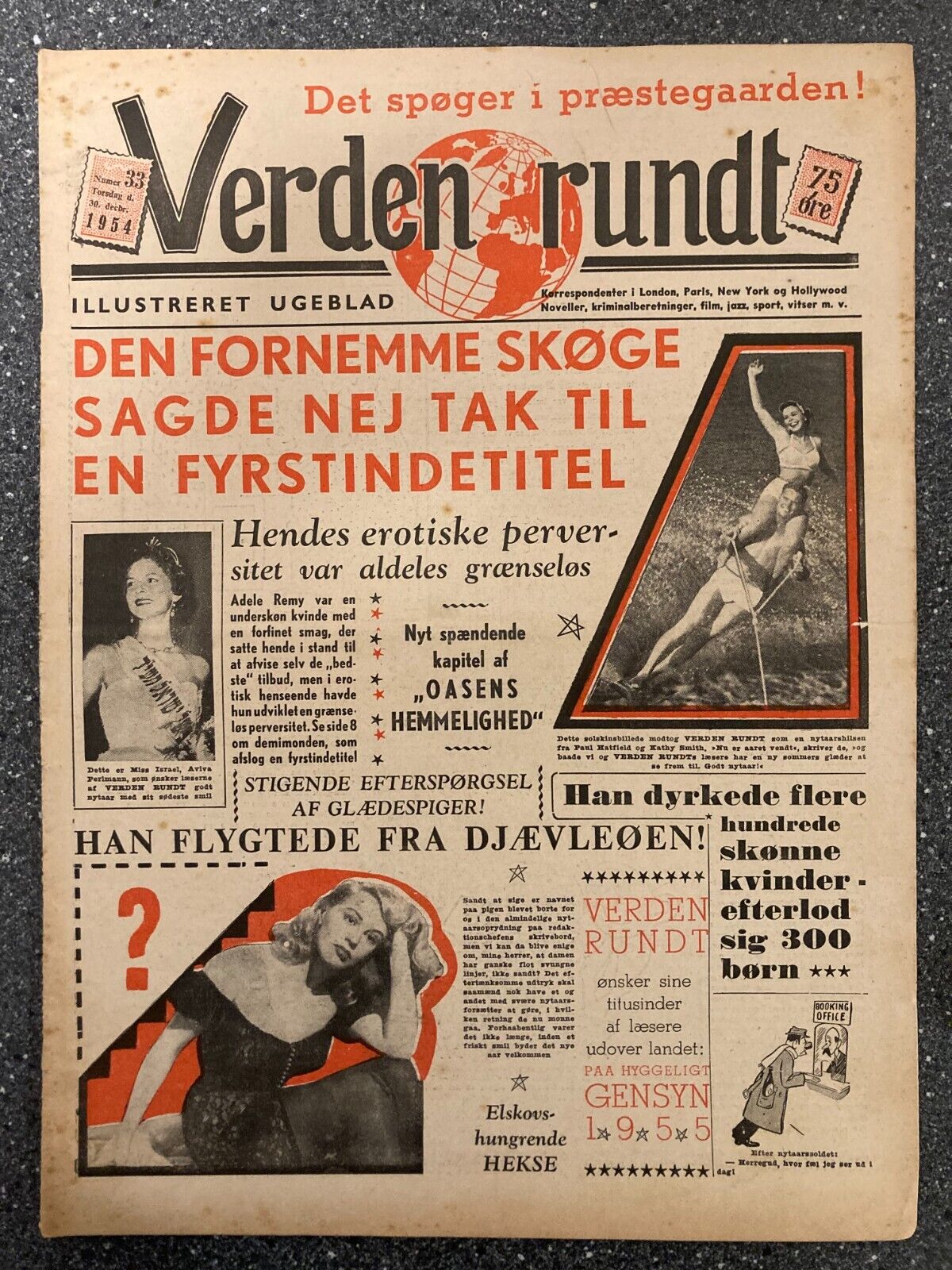 Miss Israel Aviva Perlmann Kathy Smith Danish Magazine 1954 "Verden Rundt"