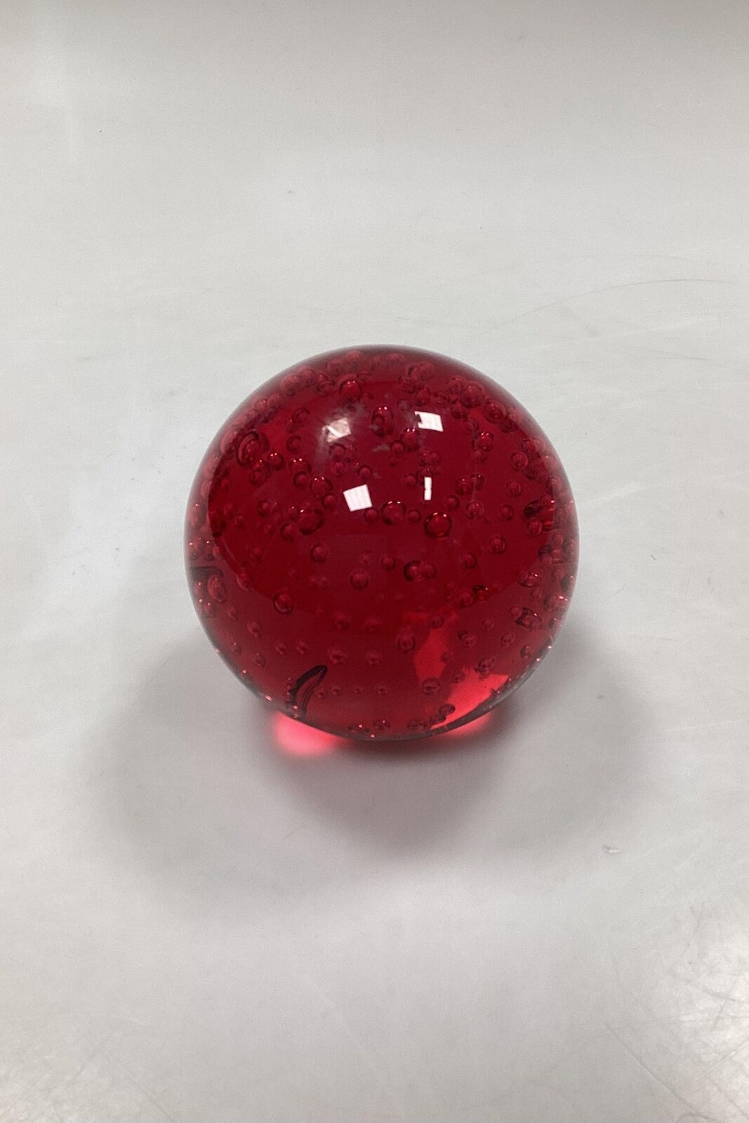 Red Paper Weight in glass