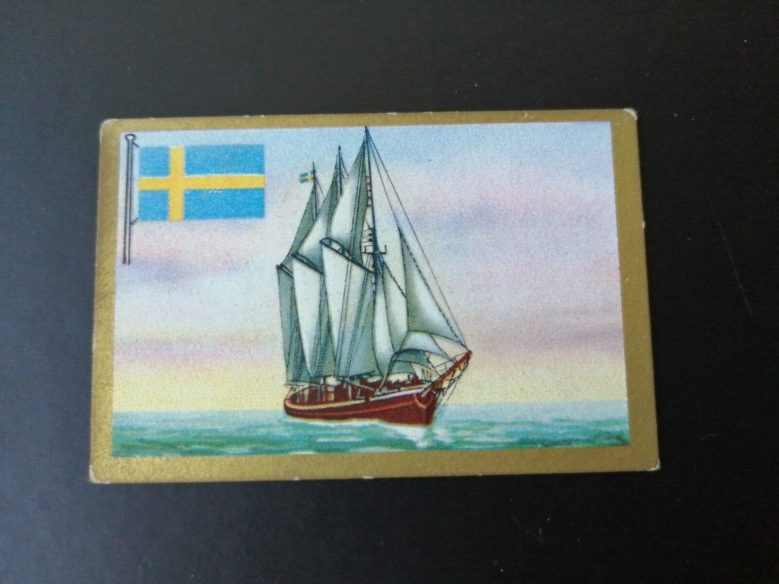 German SABA tobacco ship trading card 1931-33No 119SwedenDreimast Gaffelschon