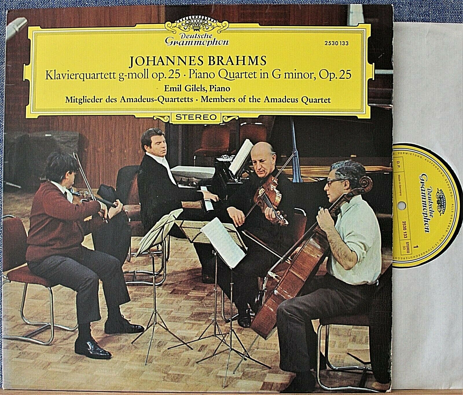 Gilels; Amadeus SQ Brahms (Piano quartet op 25) DGG 2530 133 NM