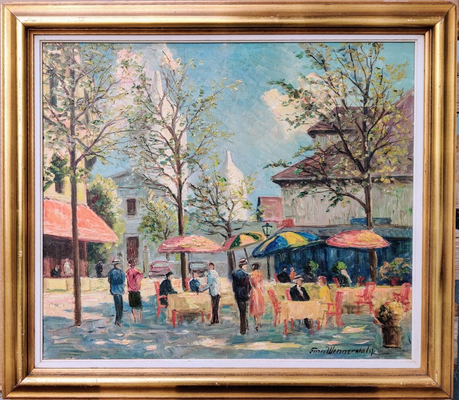 Finn Wennerwald (1896-1969): COFFEE PLACE IN PARIS, original oil painting