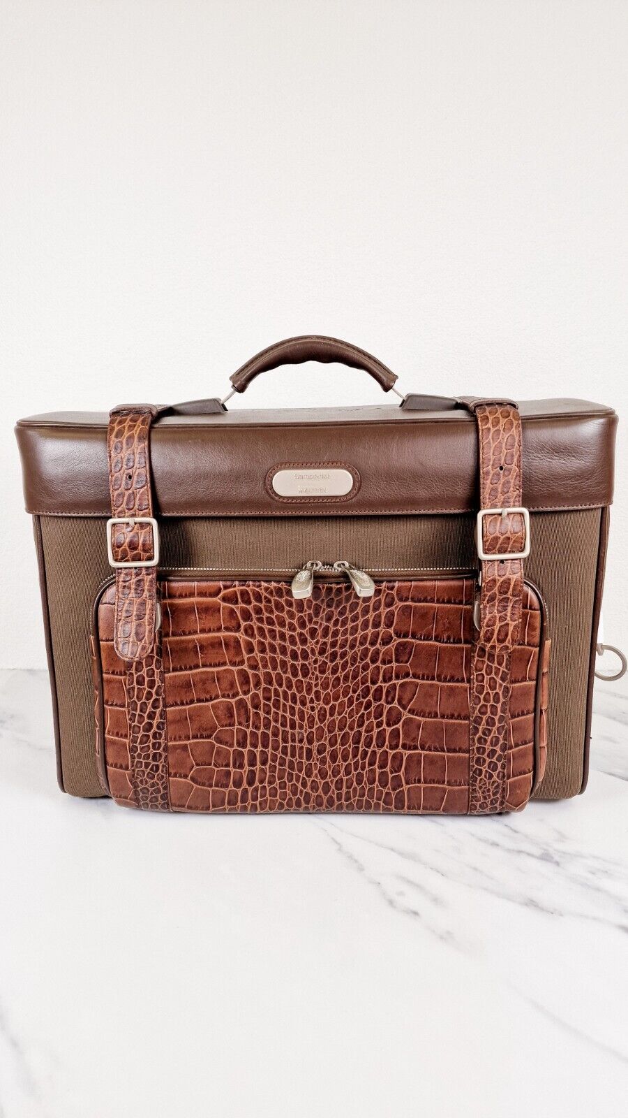 Alexander McQueen x Samsonite Travel Bag Carry-on Luggage Brown Leather Shoulder