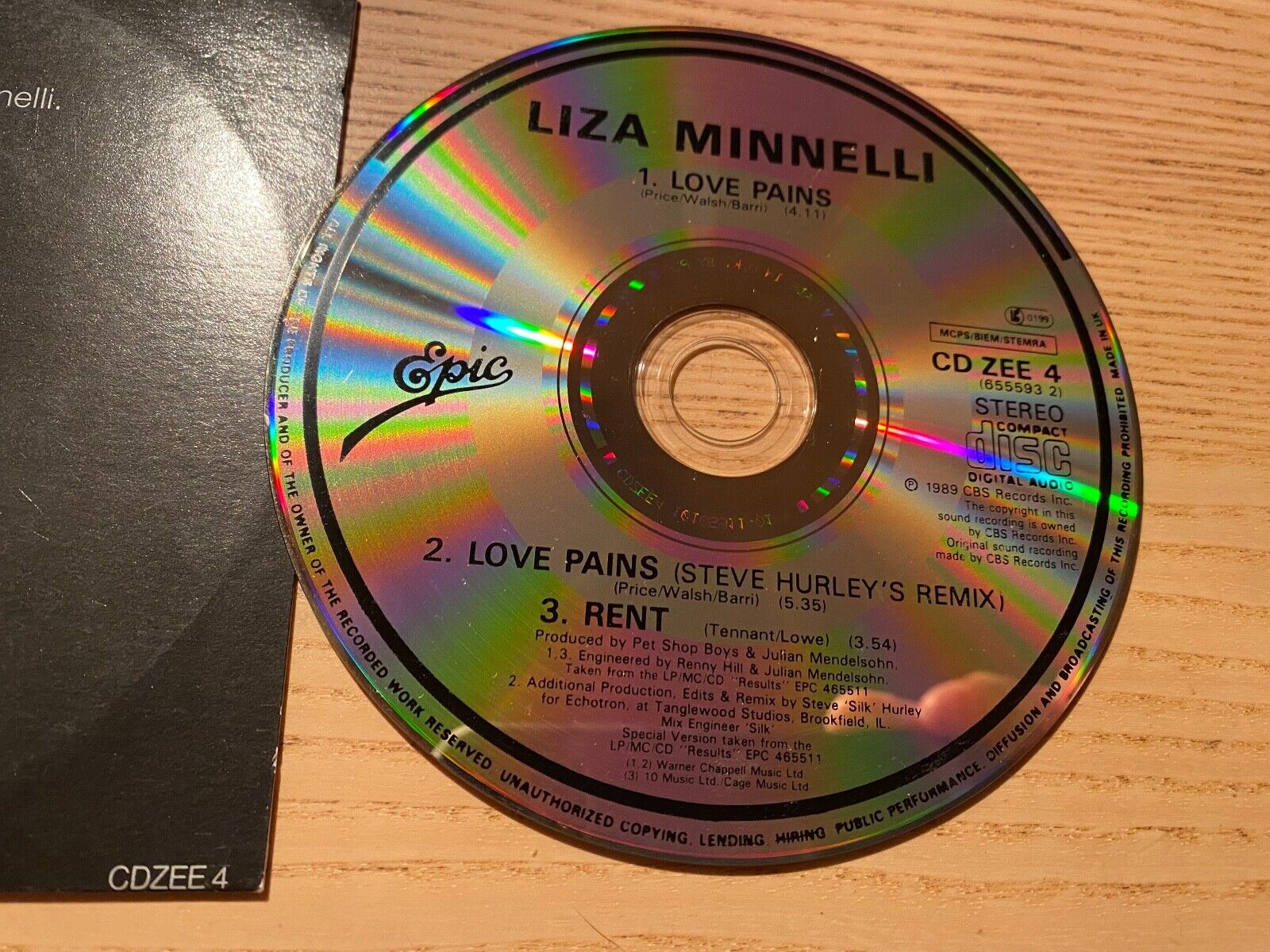 LIZA MINNELLI "LOVE PAINS/RENT" CD SINGLE 3 TRACK 1989 UK CD MAXI SINGLE EPIC UK