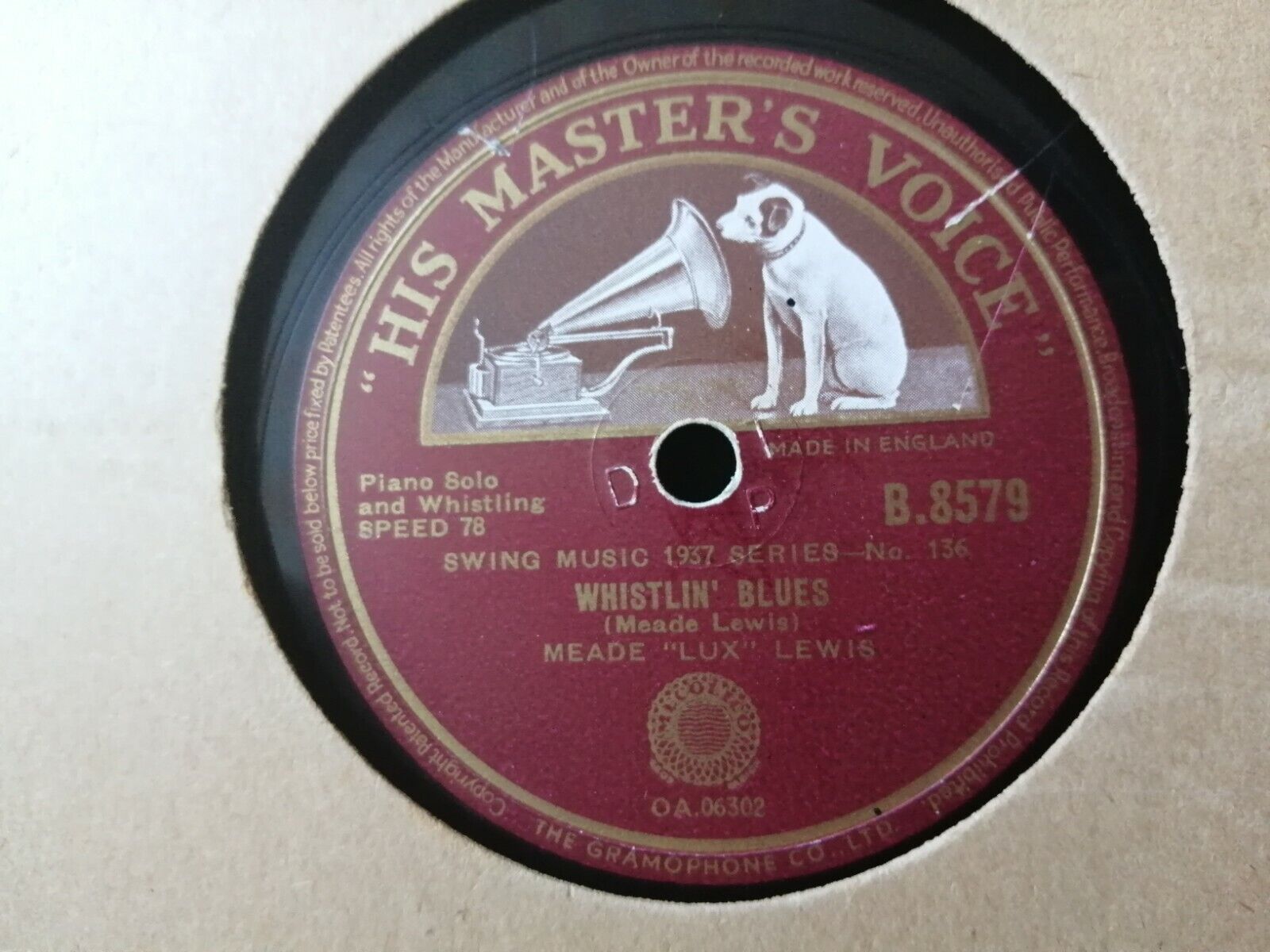 78 rpm shellacMEADE "LUX" LEWISWhistlin' Blues/Honky Tonk Train BluesGood +