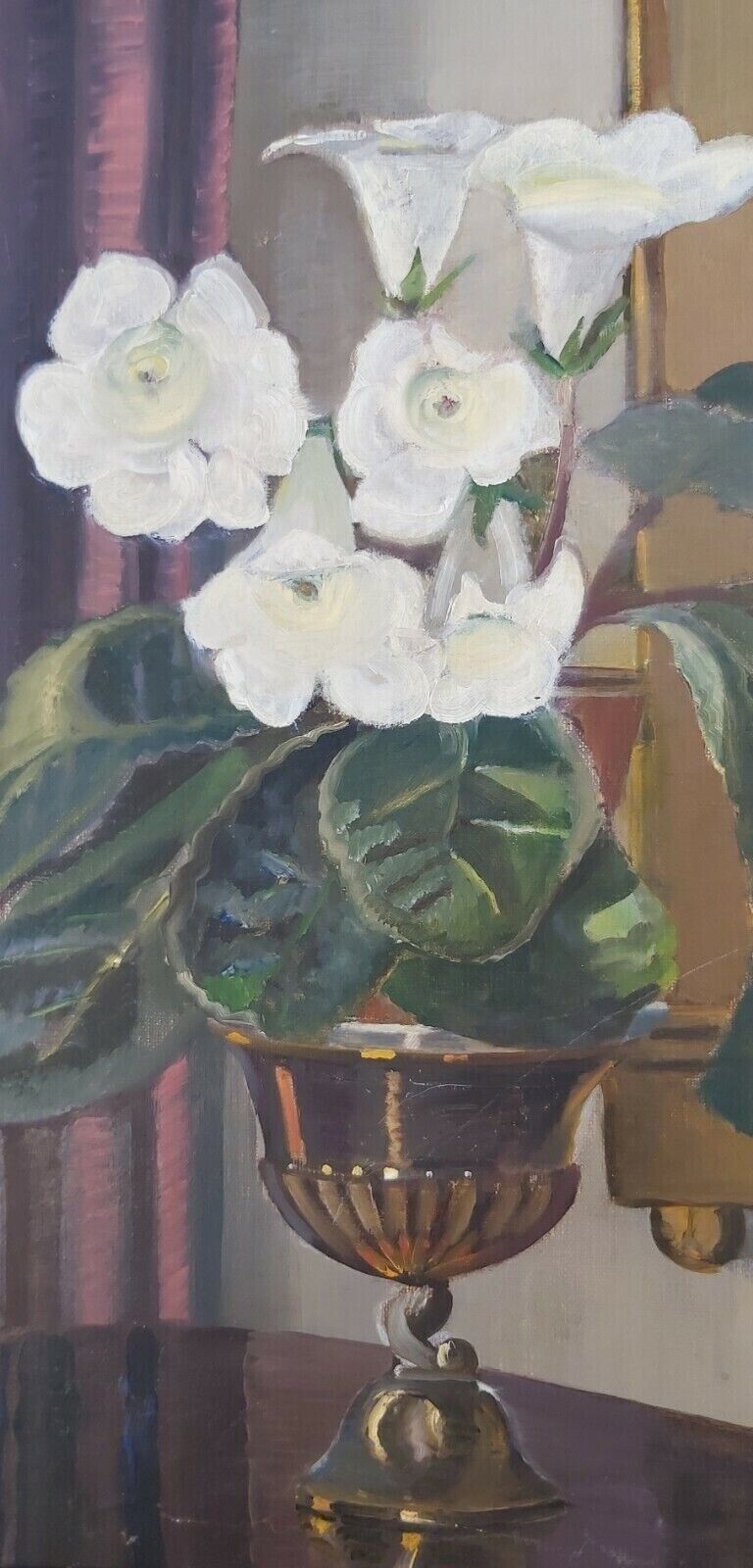 Ruth Sjögren (1885-1978): WHITE CYCLAMEN Original oil painting dated 1931