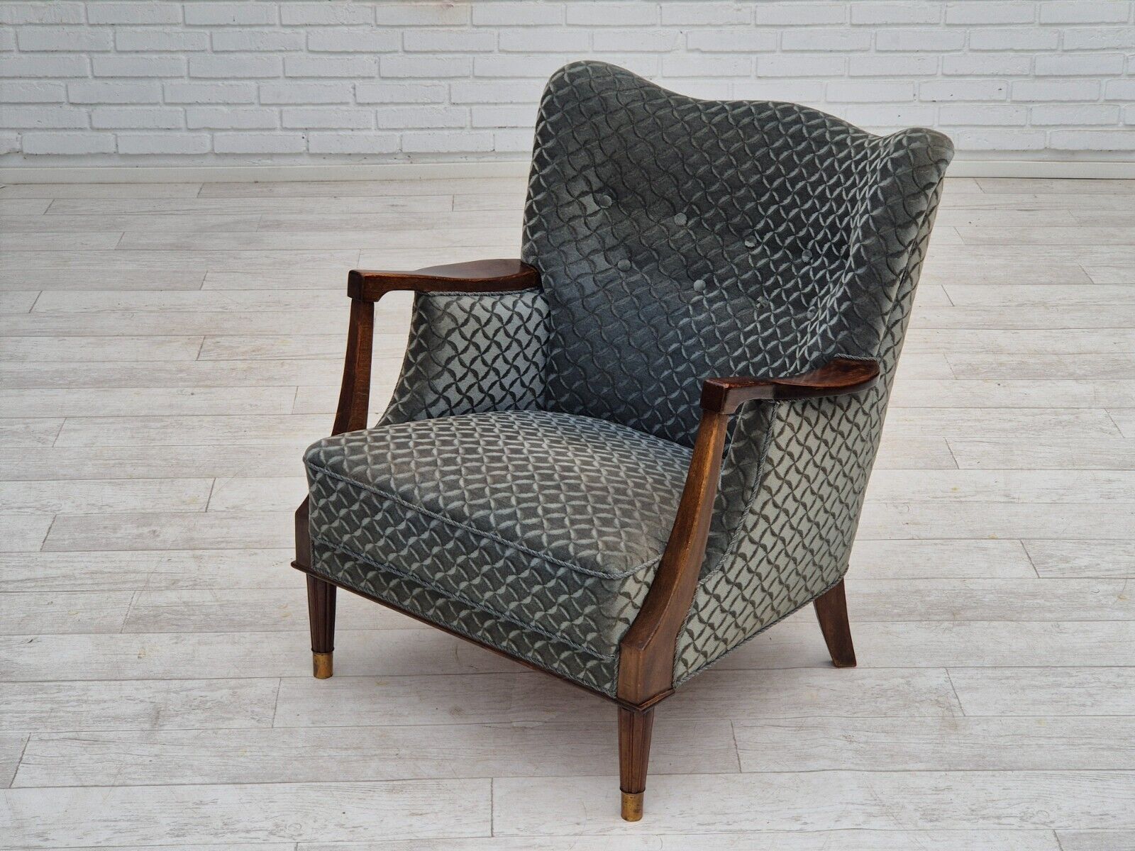 1960s Danish armchair original very good condition furniture velour beech