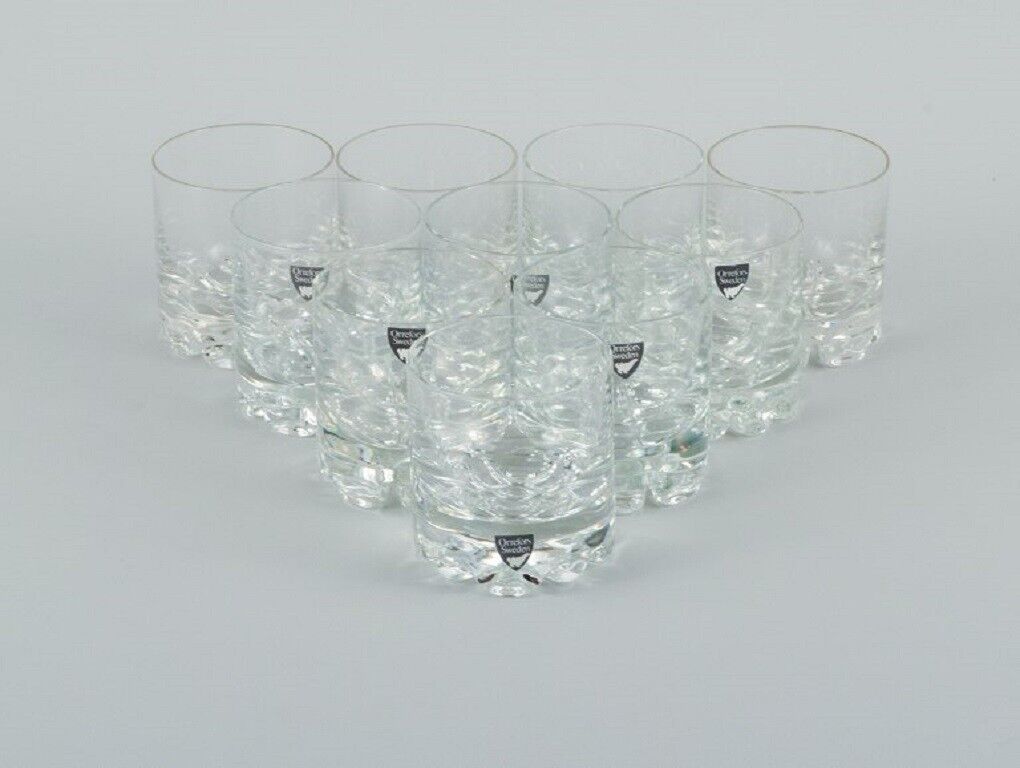 Orrefors Swedish art glass A set of 10 whiskey glasses