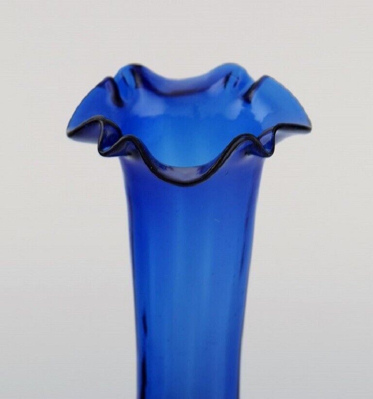 Two vases in blue mouth-blown art glass 20th century