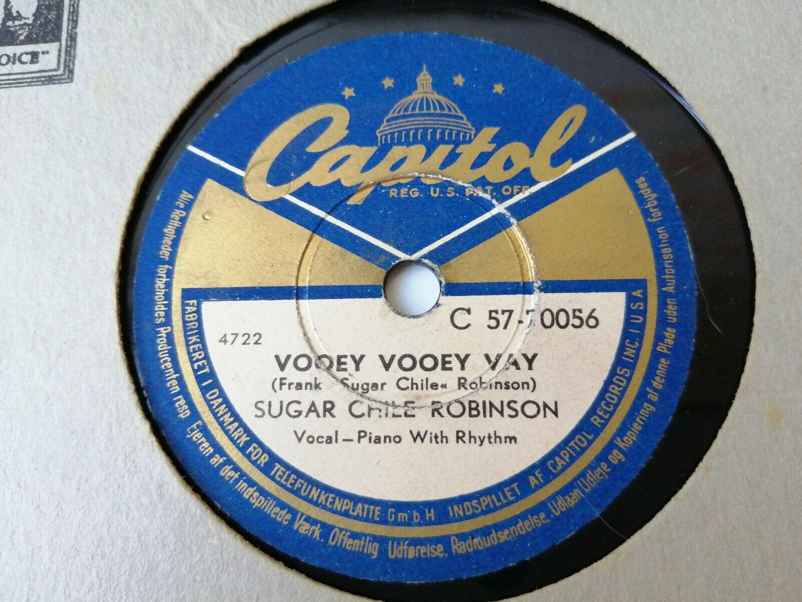 78 RPM  shellacSUGAR CHILE ROBINSONVooey Vooey Vay/Caldonia