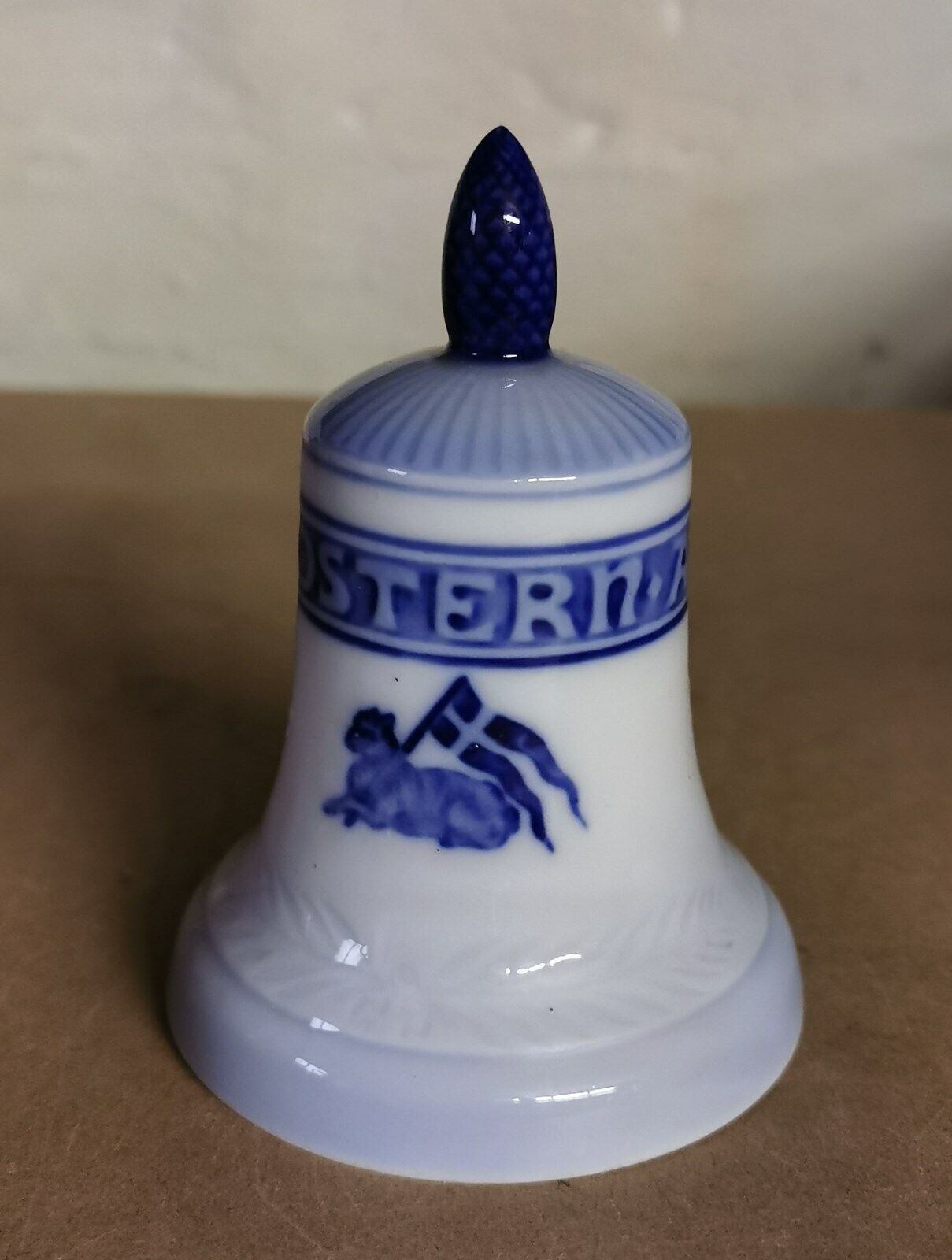 Antique Easter porcelain bell with sheep and danish flag from Royal Copenhagen