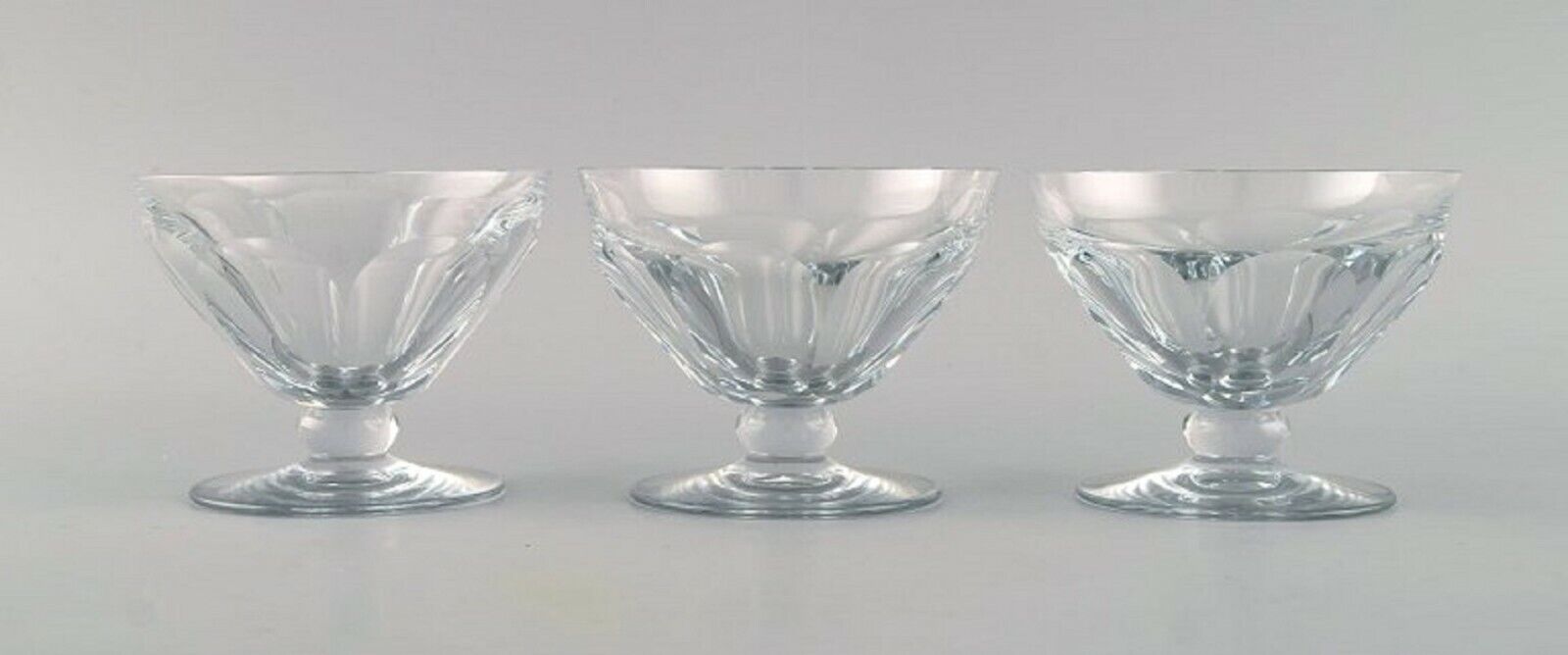 Baccarat France Three Tallyrand glasses in clear mouth-blown crystal glass