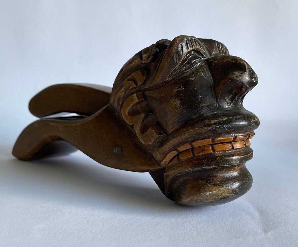 Antique Vintage figurative head nutcracker made in wood