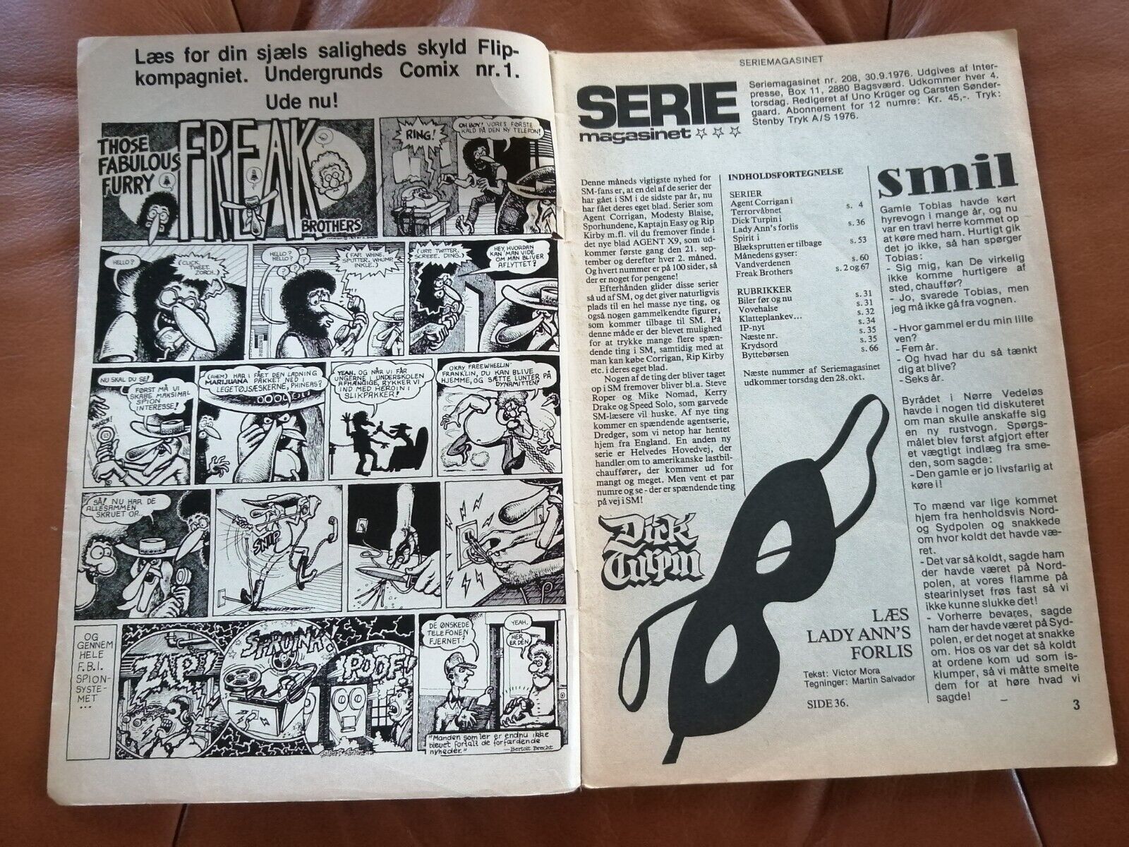 Danish comic magazineAgent Corrigan  Serie Magasinet no 208 from 1976