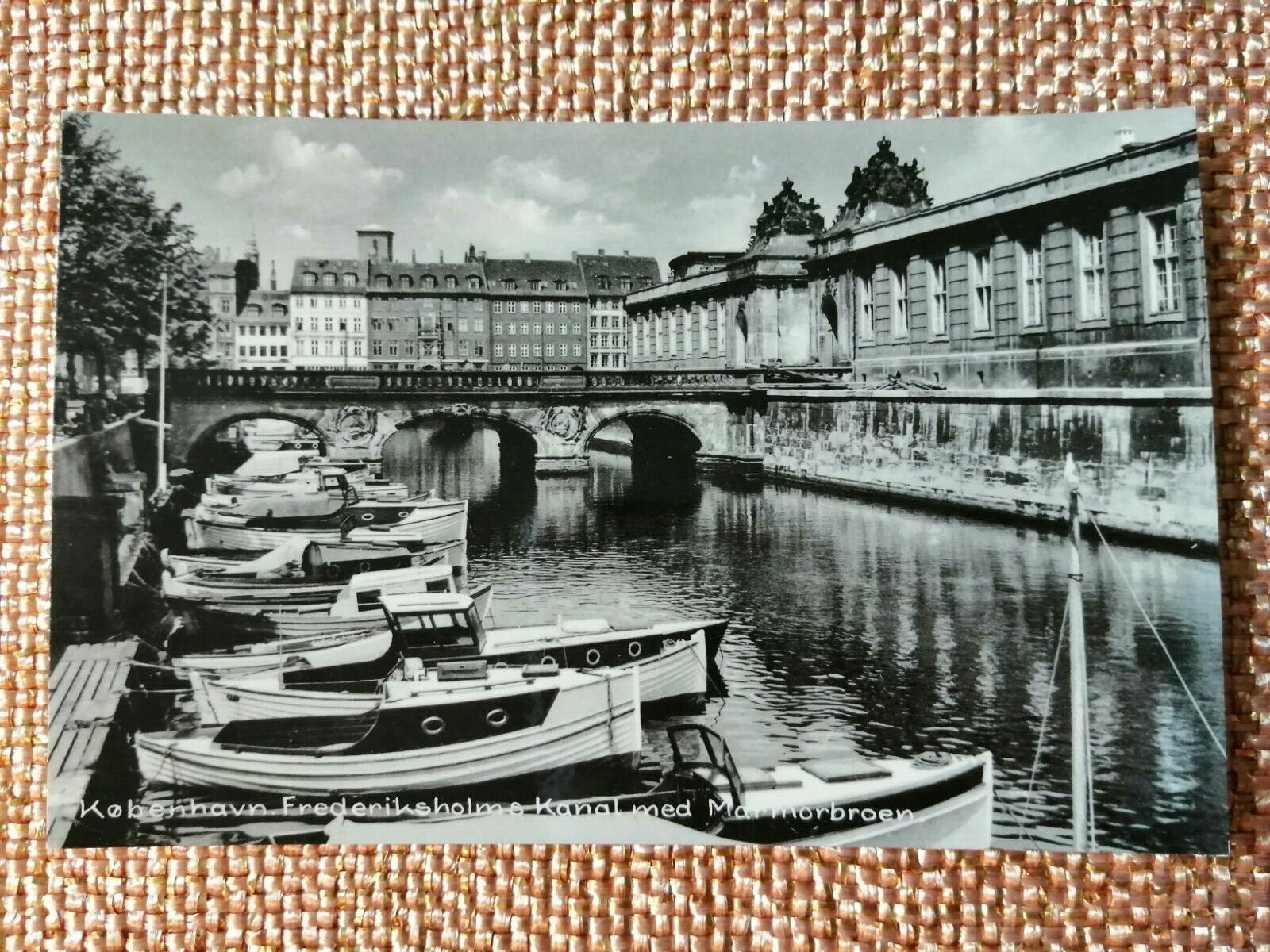 Vintage postcardDenmark CopenhagenFrederiksholm canal by the Marble Bridge