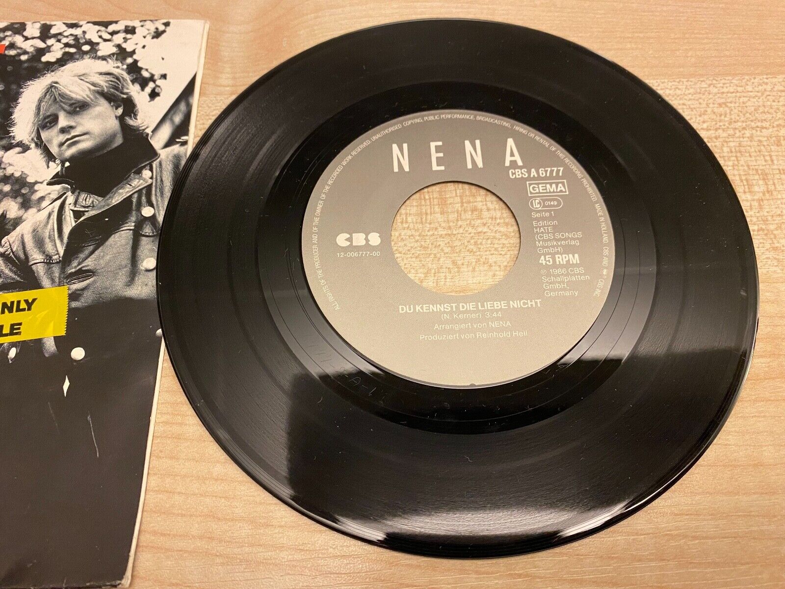 NENA "DU KENNST DIE LIEBE NICHT" 1986 DUTCH PRESSED SINGLE PROMOTIONAL COPY RARE