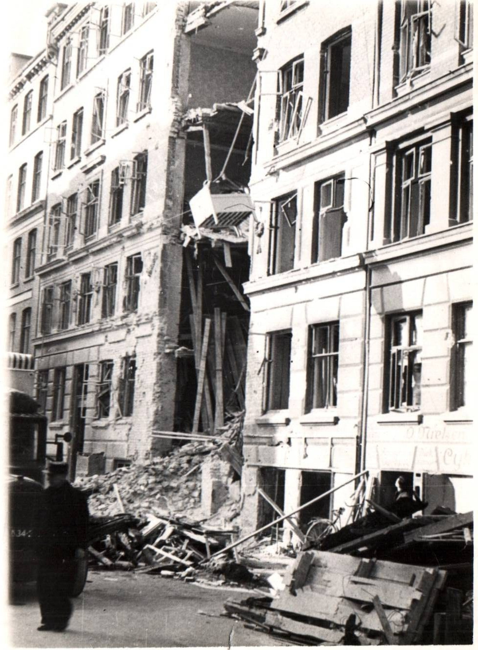 WWII Photo Sabotage Destruction Copenhagen Denmark Small Size 11x7cm World War 2