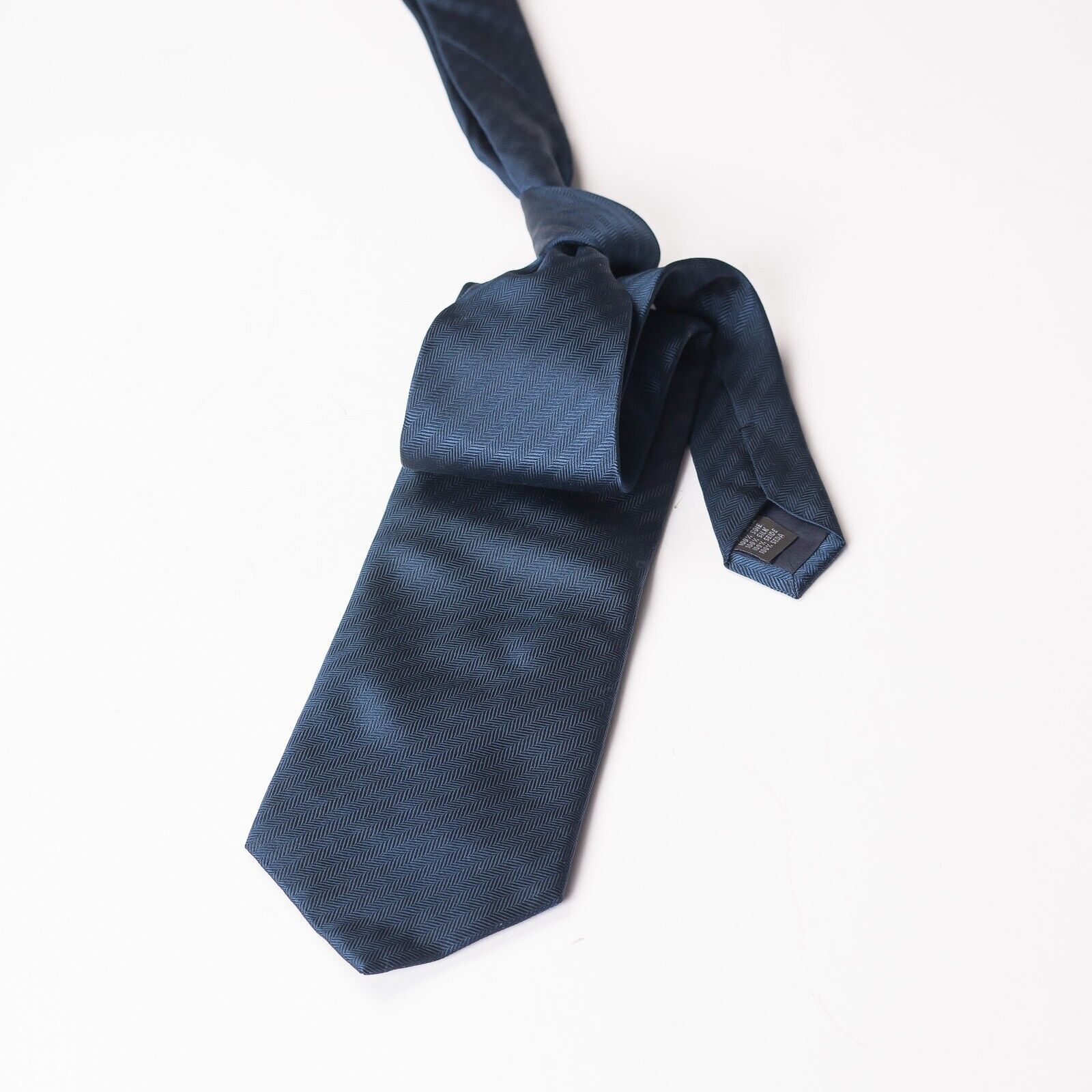 CAMICISSIMA Blue Herringbone Silk Tie Italy Handmade