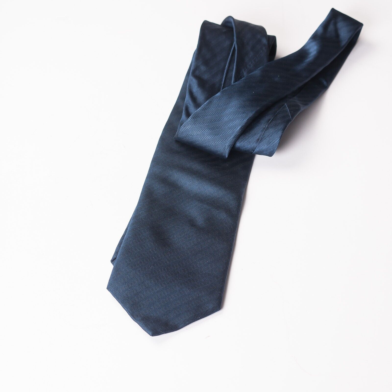 CAMICISSIMA Blue Herringbone Silk Tie Italy Handmade