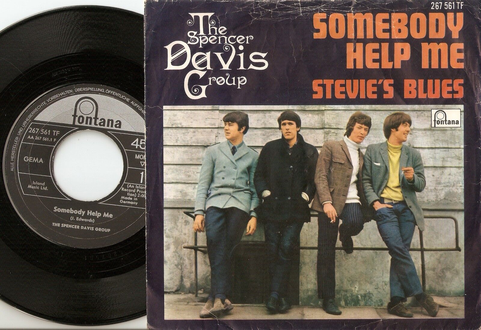 THE SPENCER DAVIS GROUP SOMEBODY HELP ME  BLUES GERMAN 45+PS 1966 MOD FREAKBEAT