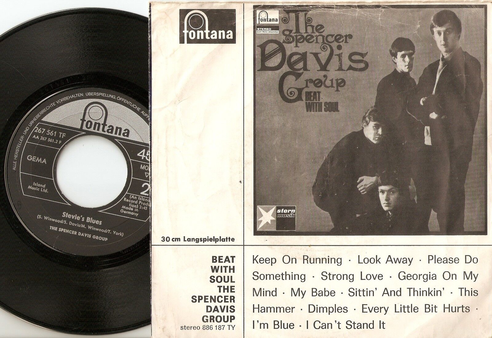 THE SPENCER DAVIS GROUP SOMEBODY HELP ME  BLUES GERMAN 45+PS 1966 MOD FREAKBEAT