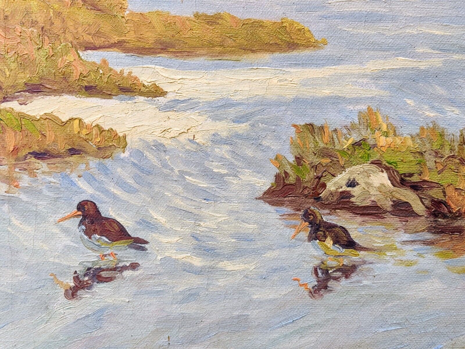 BIRDS OVER THE LAKE, original oil painting