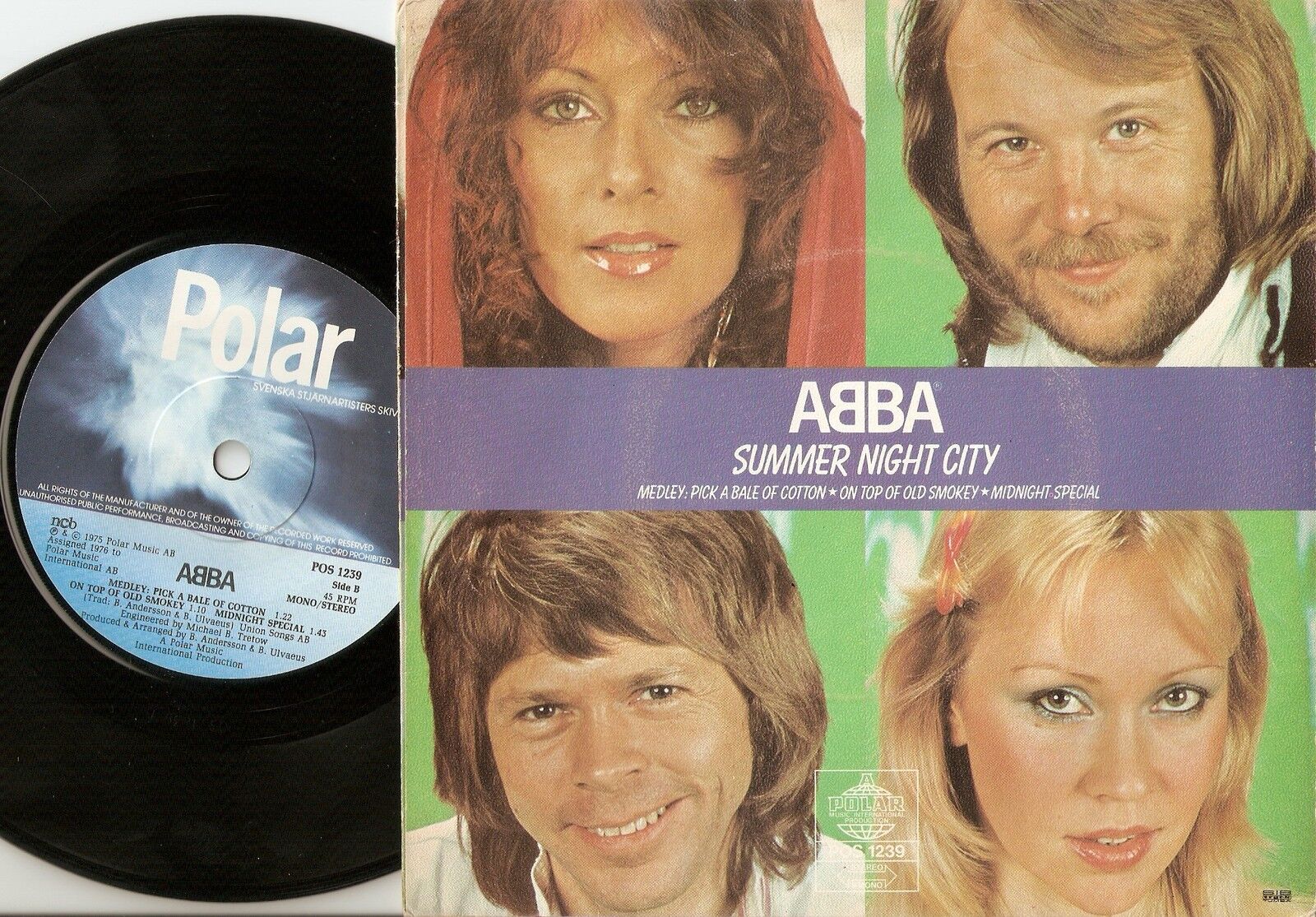 ABBA SUMMER NIGHT CITY  MEDLEY DANISH 45+PS 1978 BJÖRN BENNY AGNETHA FRIDA ABBA