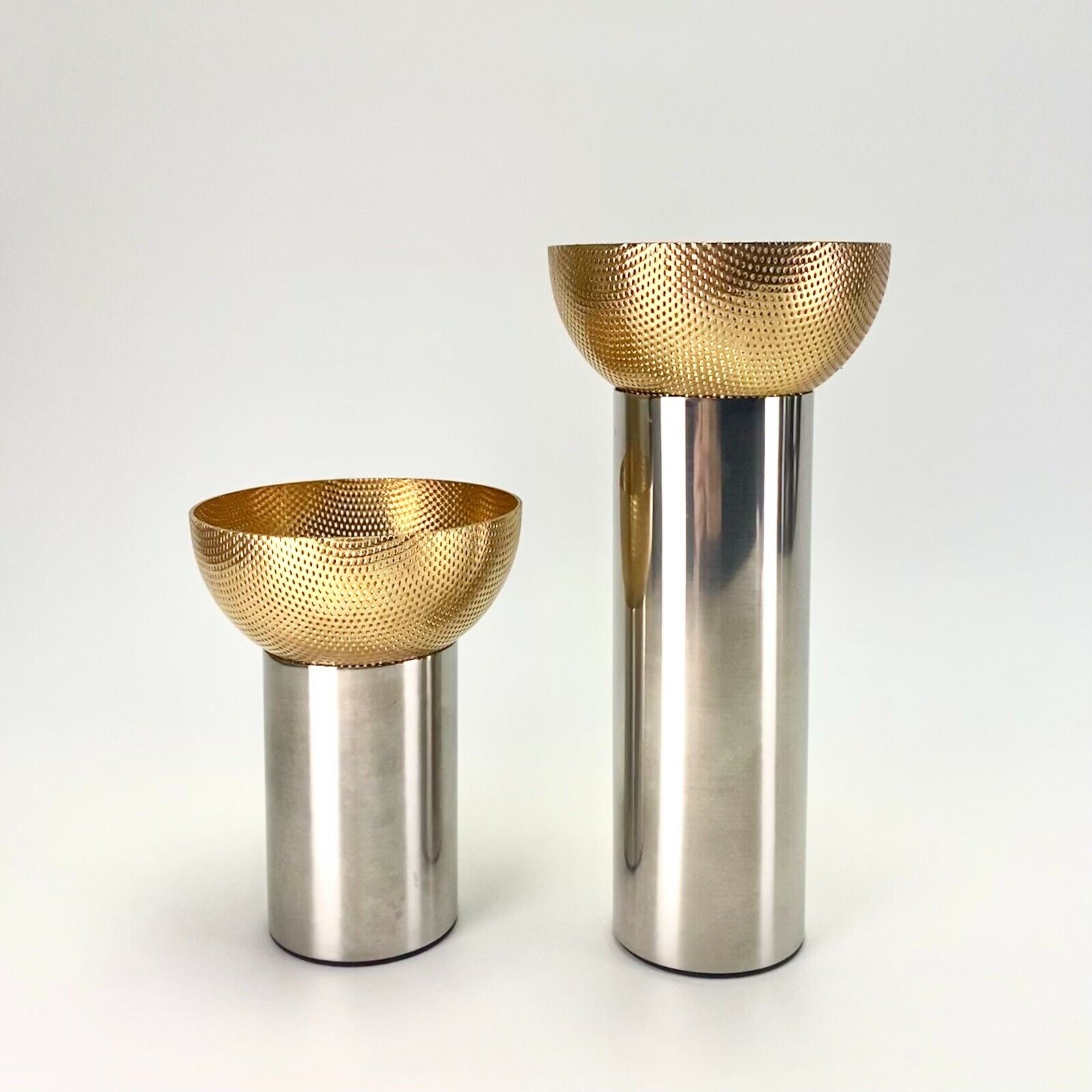 Vtg Georg Jensen Olympia Candleholders Votives Gold Steel Christmas orgen Moller