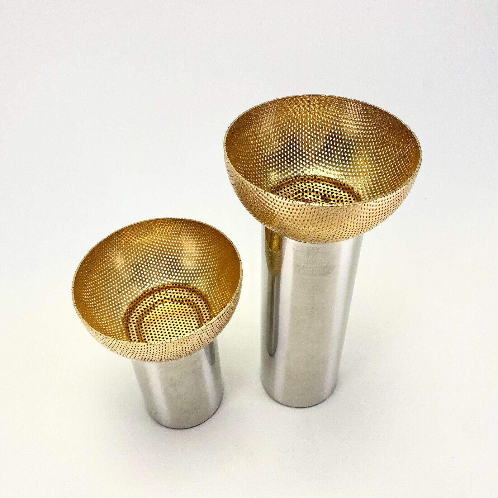 Vtg Georg Jensen Olympia Candleholders Votives Gold Steel Christmas orgen Moller