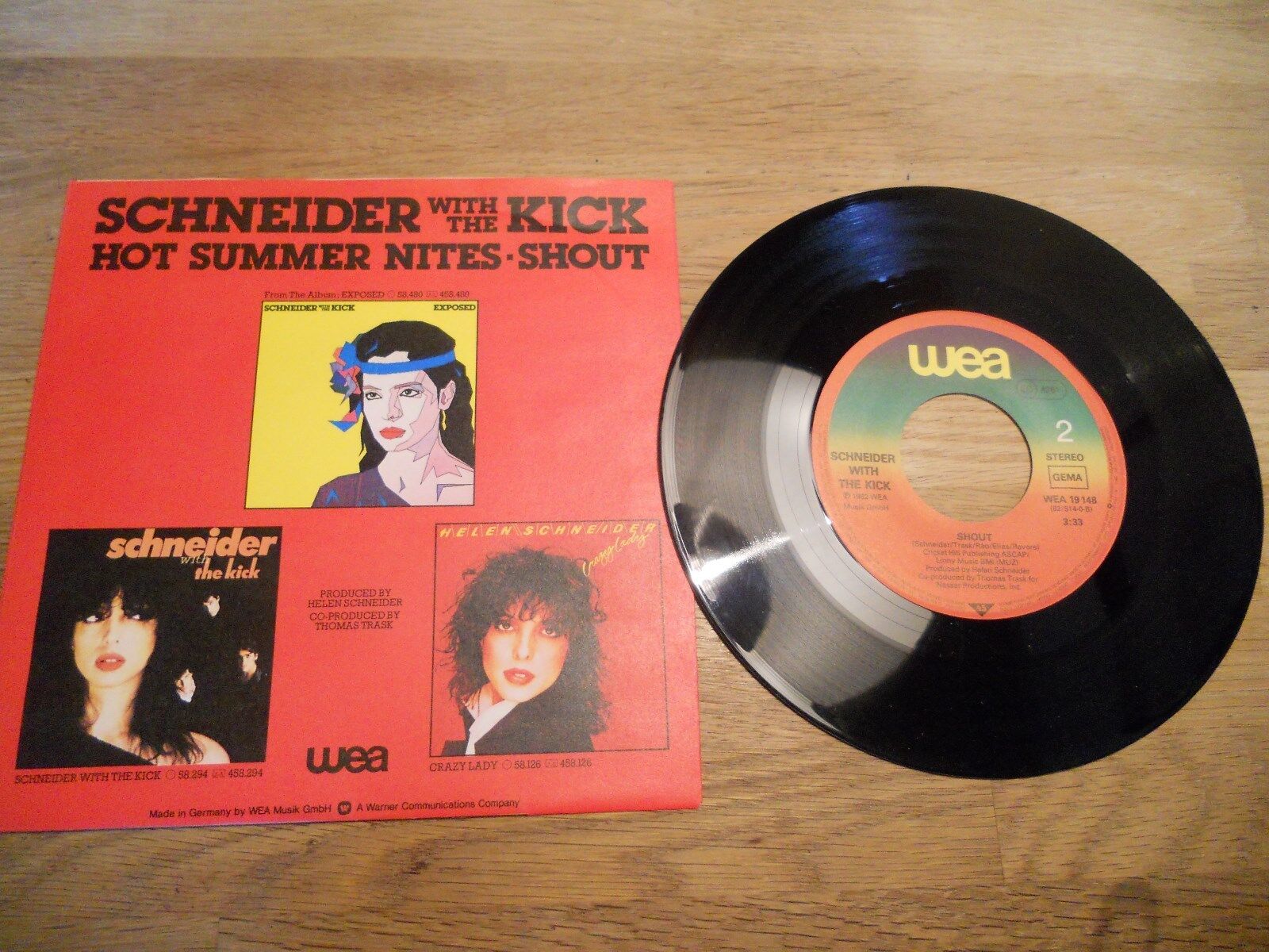 SCHNEIDER WITH THE KICK HOT SUMMER NITES / SHOUT 1982 WEST GERMAN PRESSED GEMA