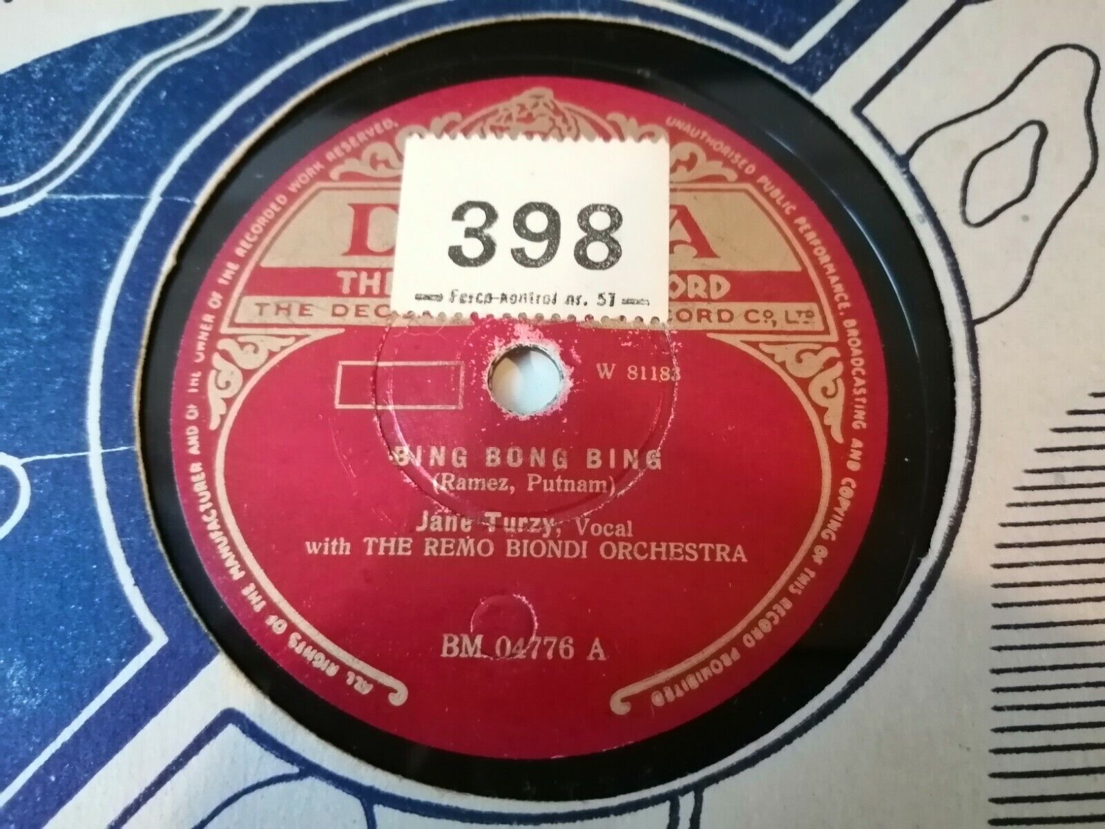 78 RPM JANE TURZYBing Bong Bing / Good Morning MrEchoDecca BM 04776 B