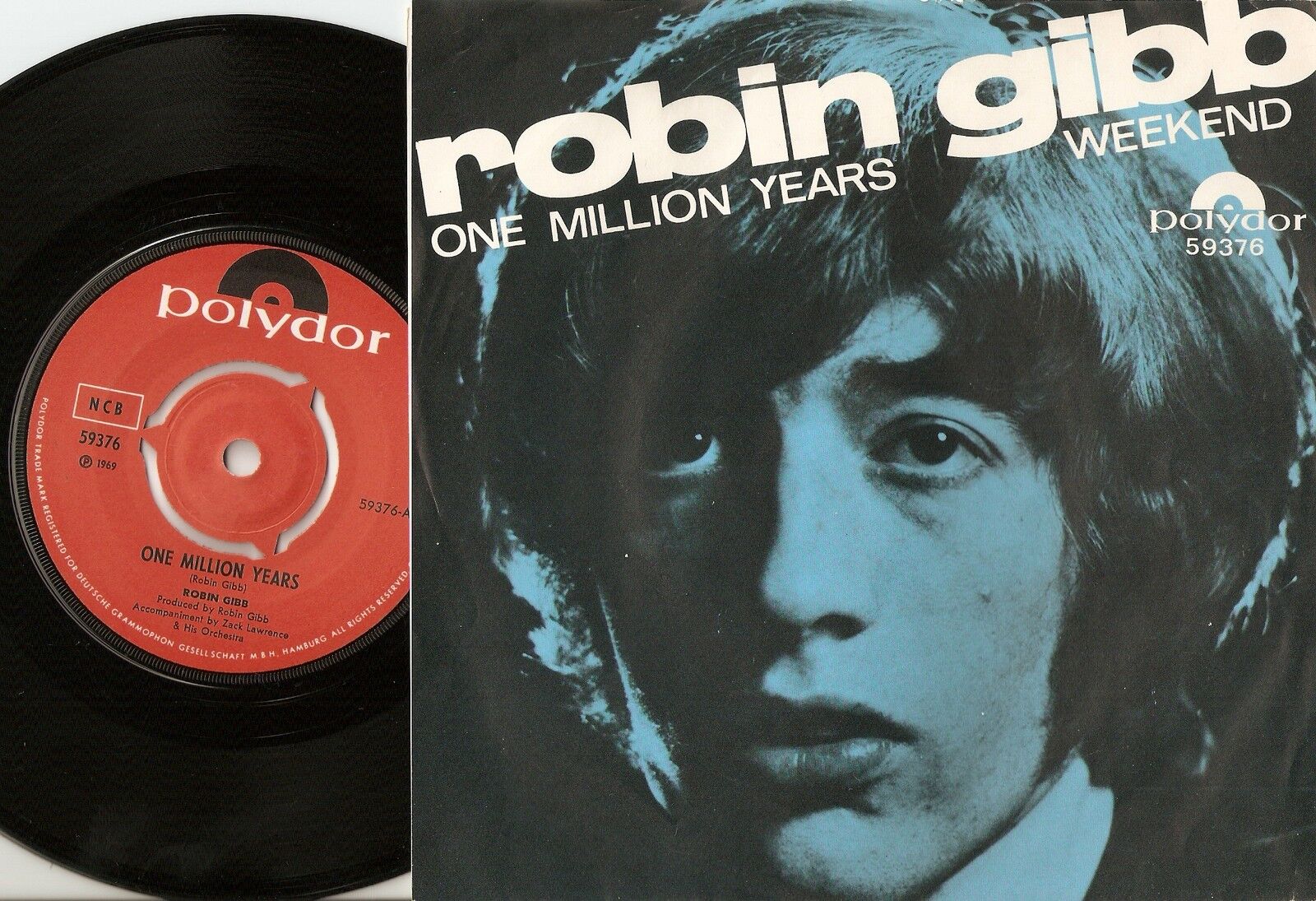 ROBIN GIBB ONE MILLION YEARS  WEEKEND NORWAY 45+PS 1969 BEAT PSYCH BEE GEES