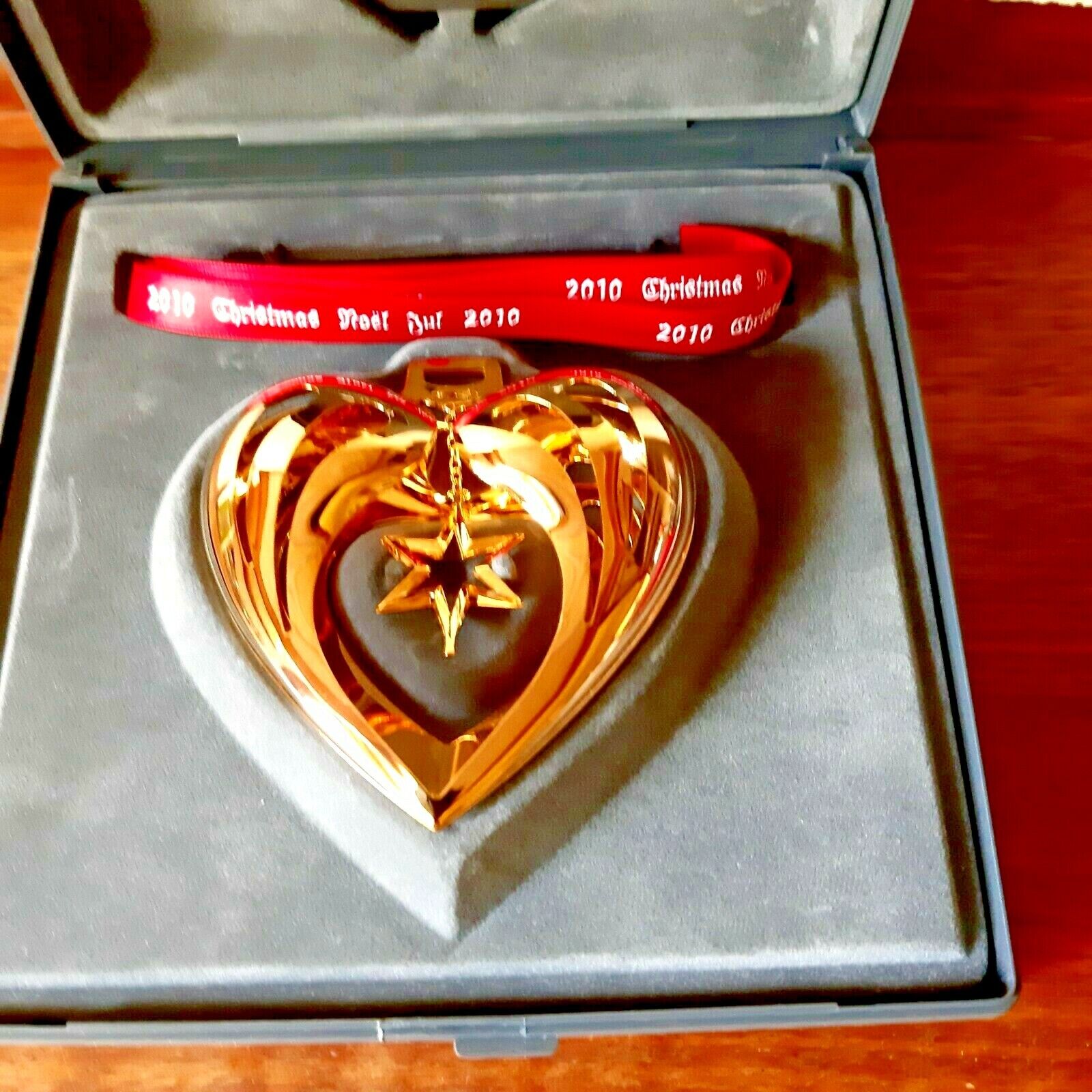 2010 HEART CHRISTMAS MOBILE 24 carat gold plated GEORG JENSEN Box